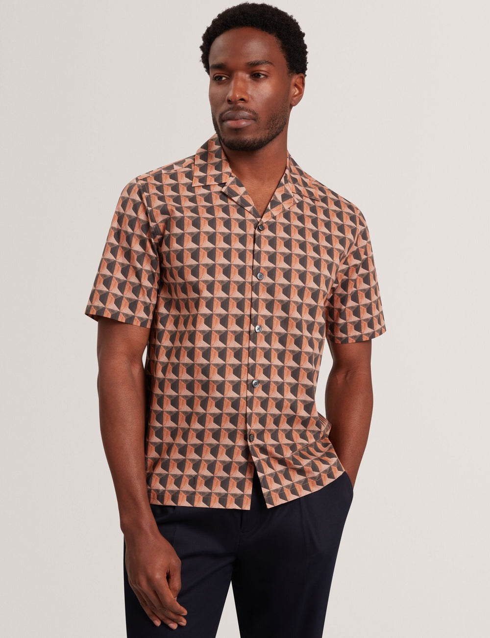Men NAYELIN Relaxed Fit Painted Geo Print Shirt - Ted Baker