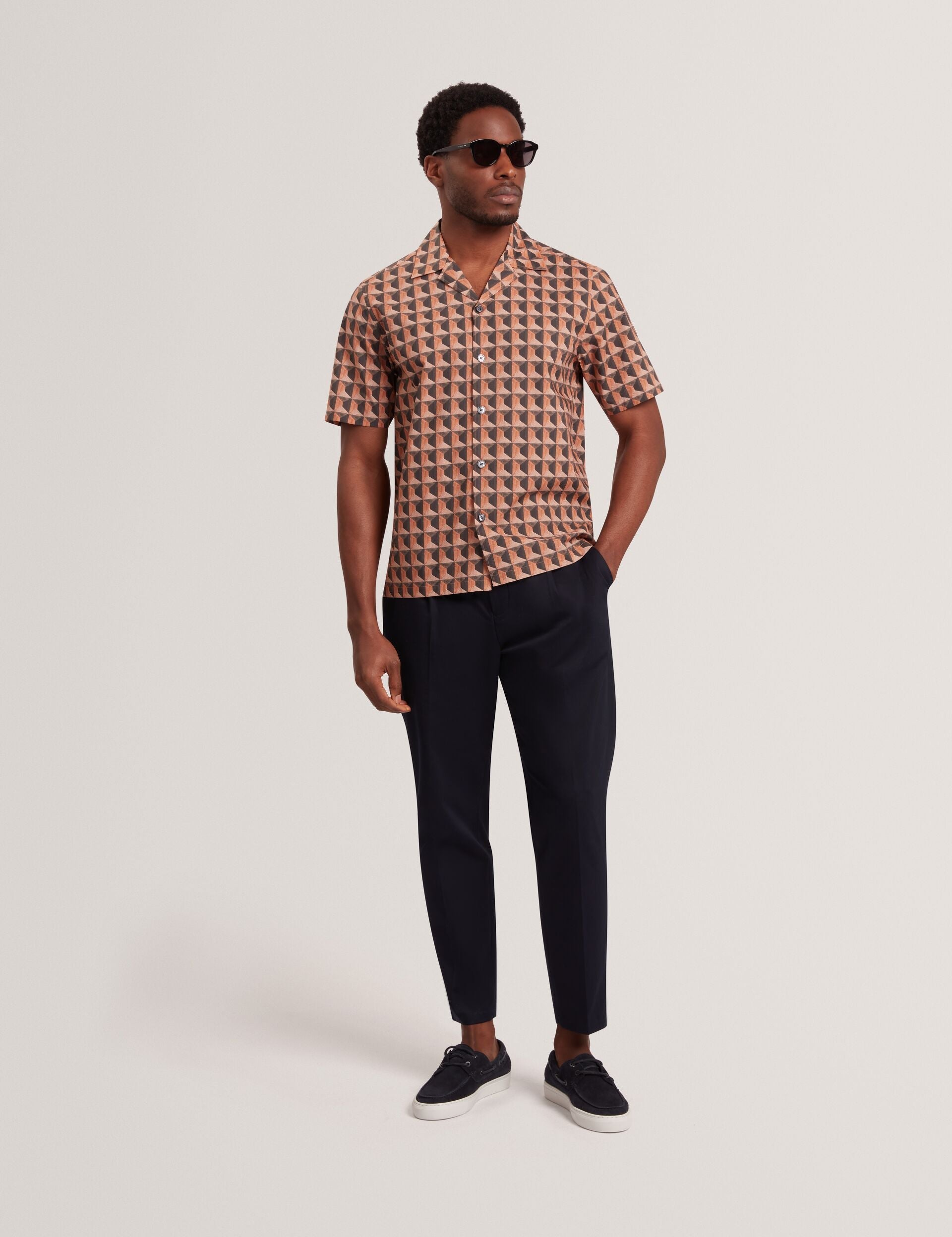 Men NAYELIN Relaxed Fit Painted Geo Print Shirt - Ted Baker