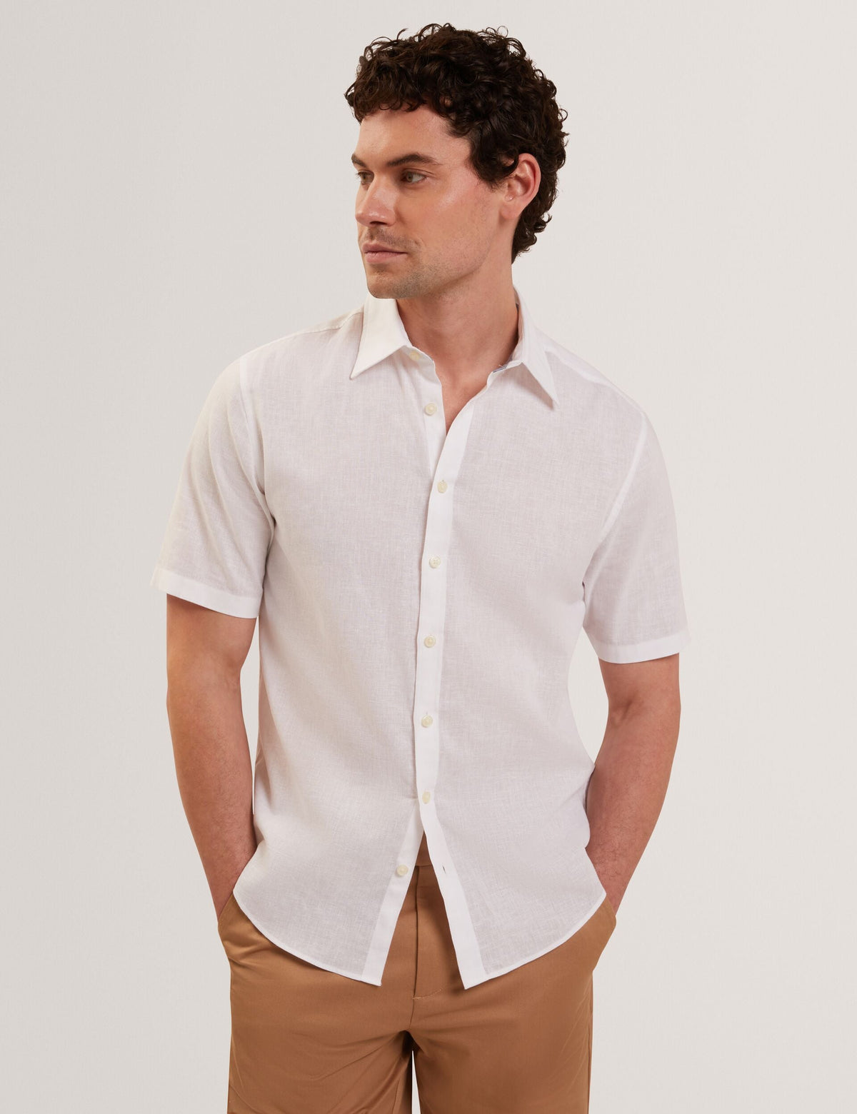 Men WRYTE Short Sleeve Linen Cotton Woven Shirt - Ted Baker