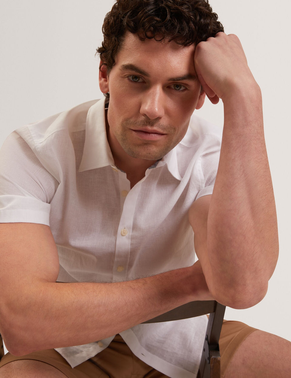 Men WRYTE Short Sleeve Linen Cotton Woven Shirt - Ted Baker