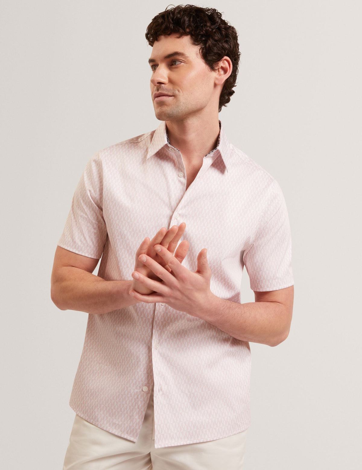 Men CAMBAY Geometric Leaf Print Short Sleeve Shirt - Ted Baker