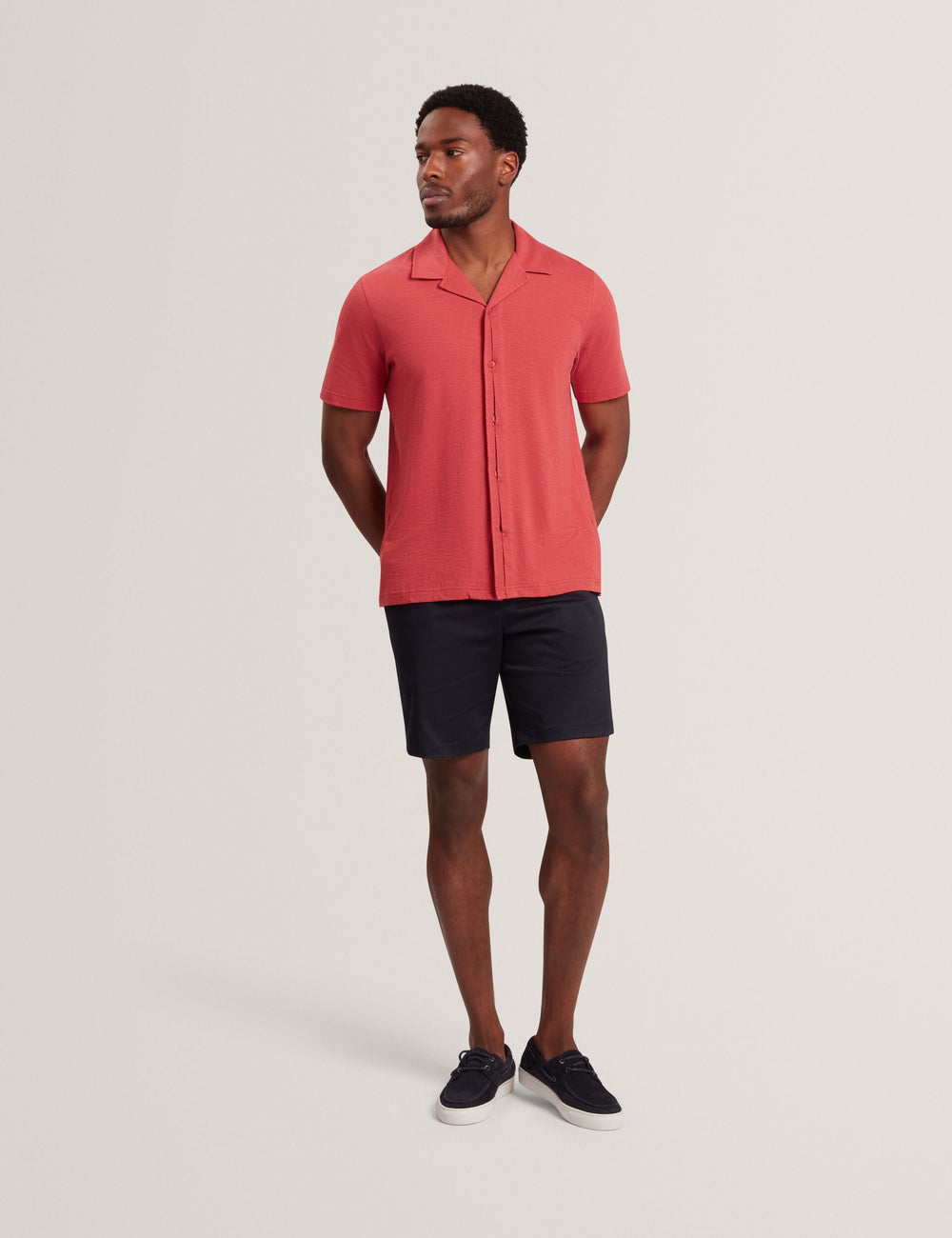 Men FENDRY Relaxed Cotton Linen Button-Through Shirt - Ted Baker