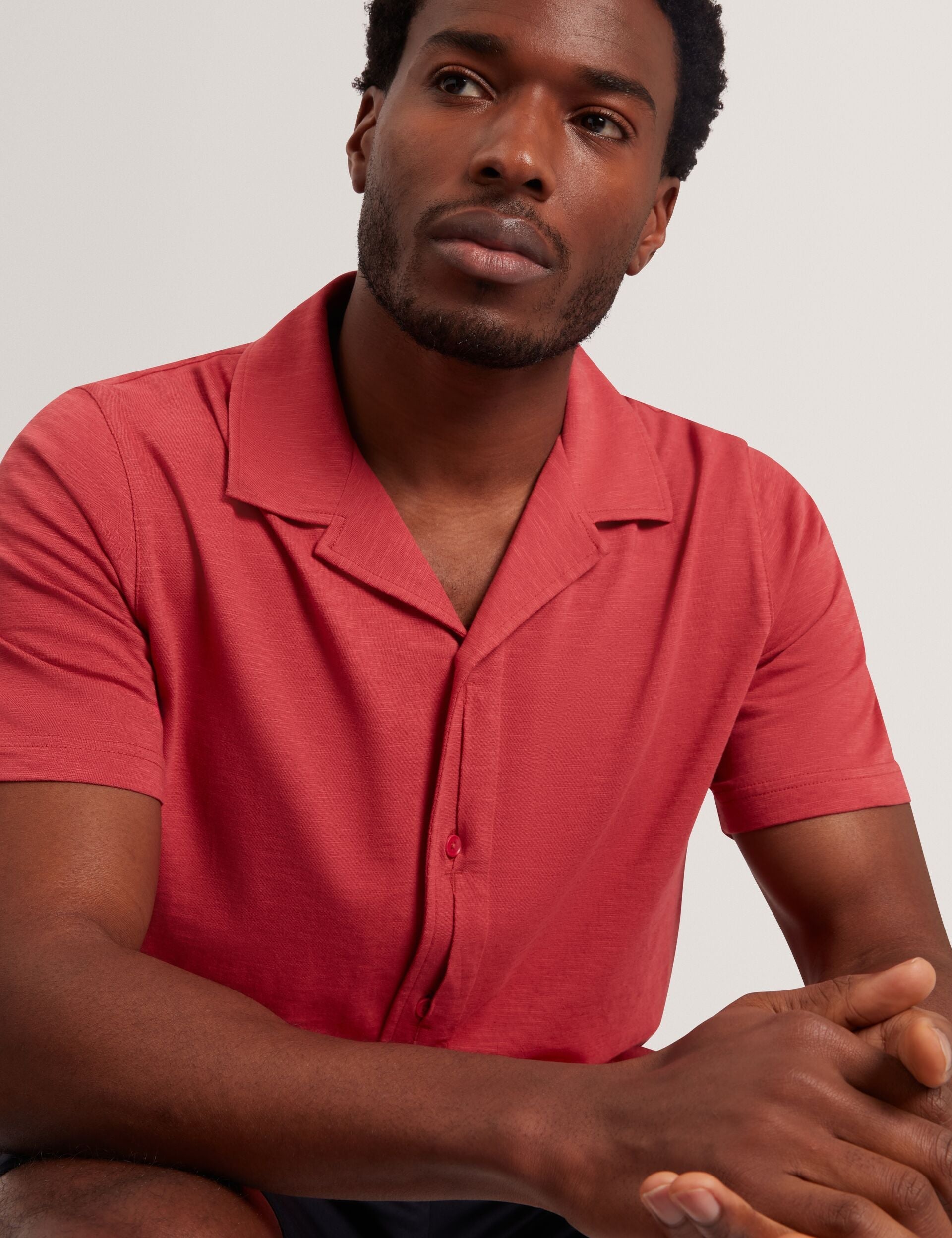 Men FENDRY Relaxed Cotton Linen Button-Through Shirt - Ted Baker