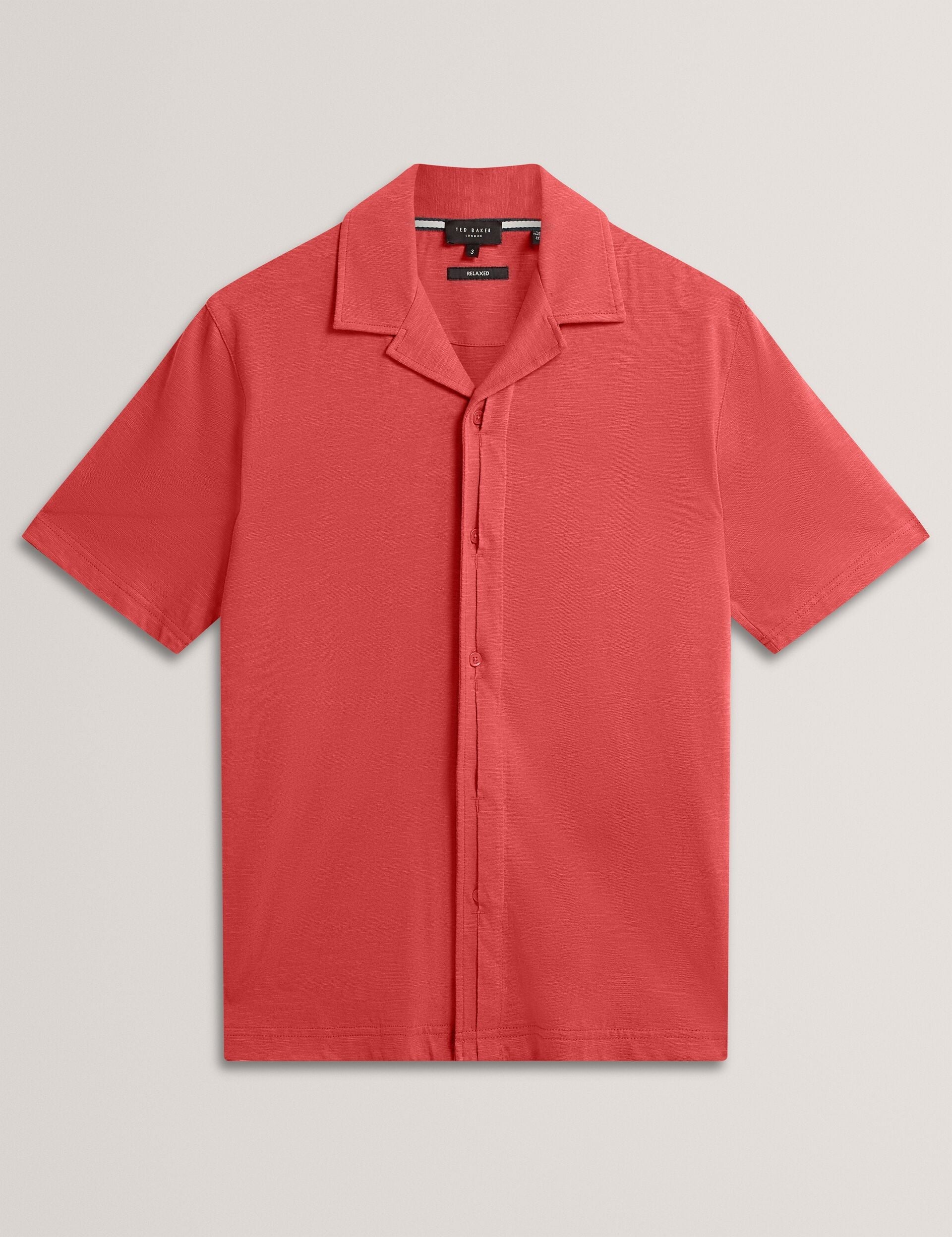 Men FENDRY Relaxed Cotton Linen Button-Through Shirt - Ted Baker