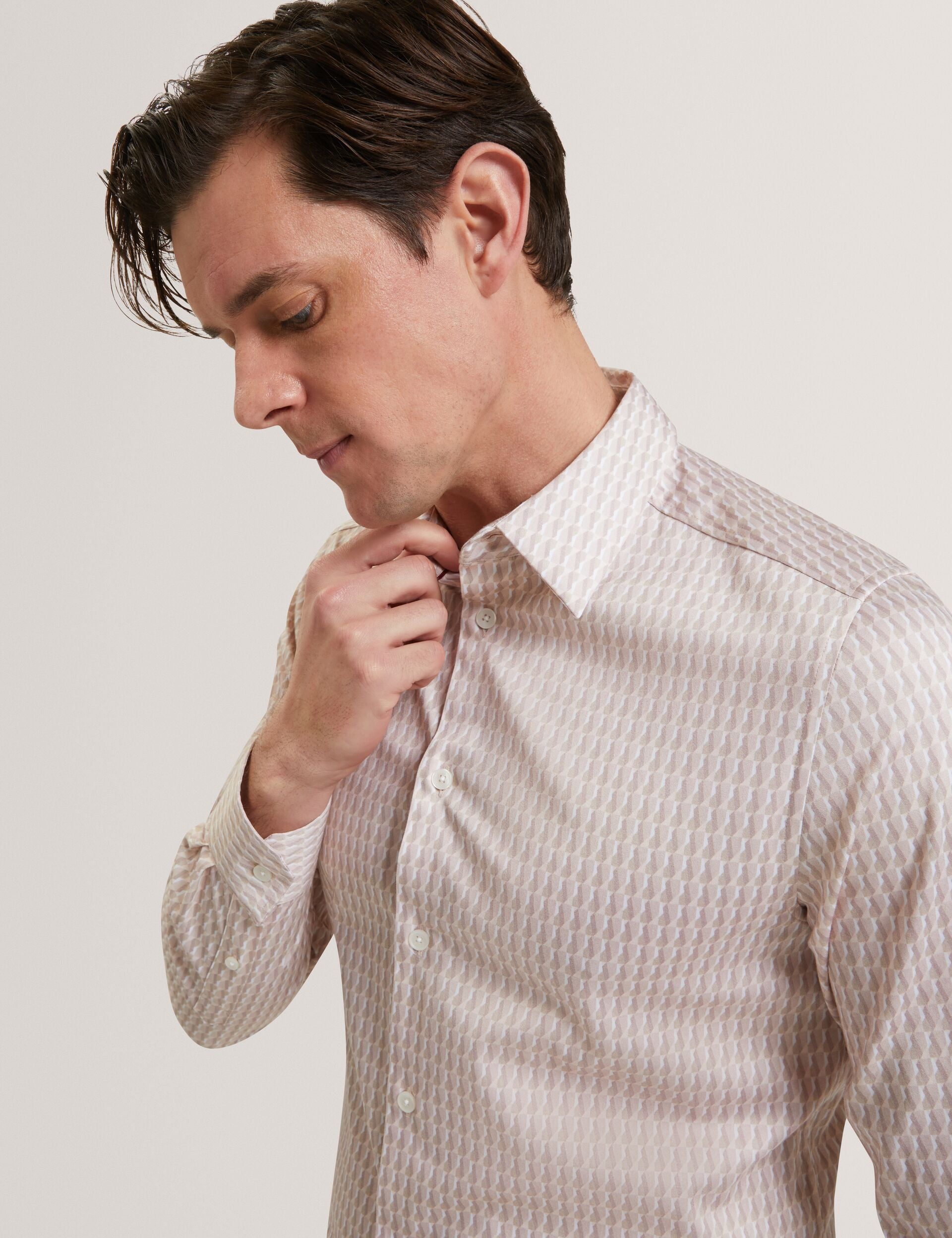 Men FIRDAWI Slim Geo Striped Long Sleeve Shirt - Ted Baker