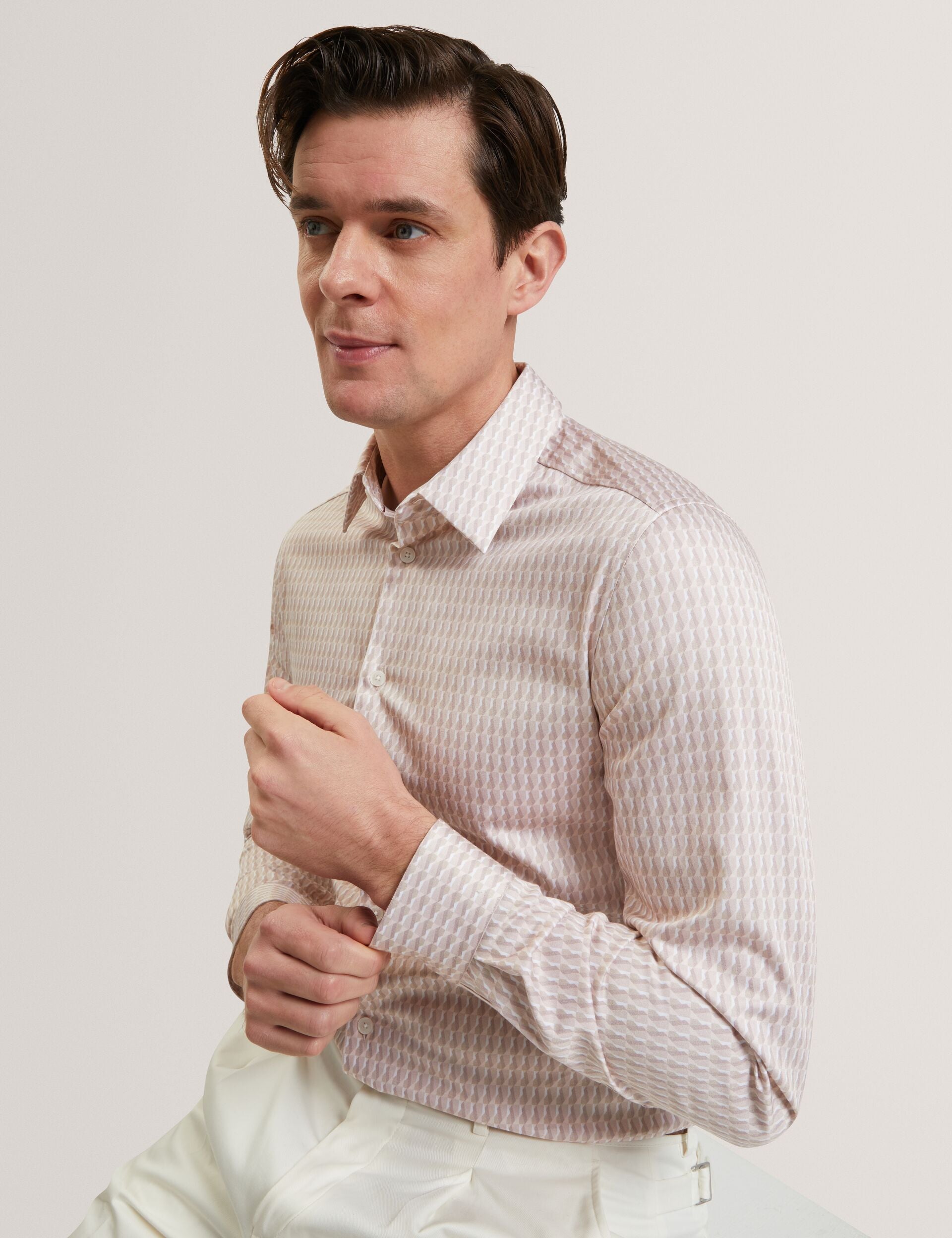 Men FIRDAWI Slim Geo Striped Long Sleeve Shirt - Ted Baker
