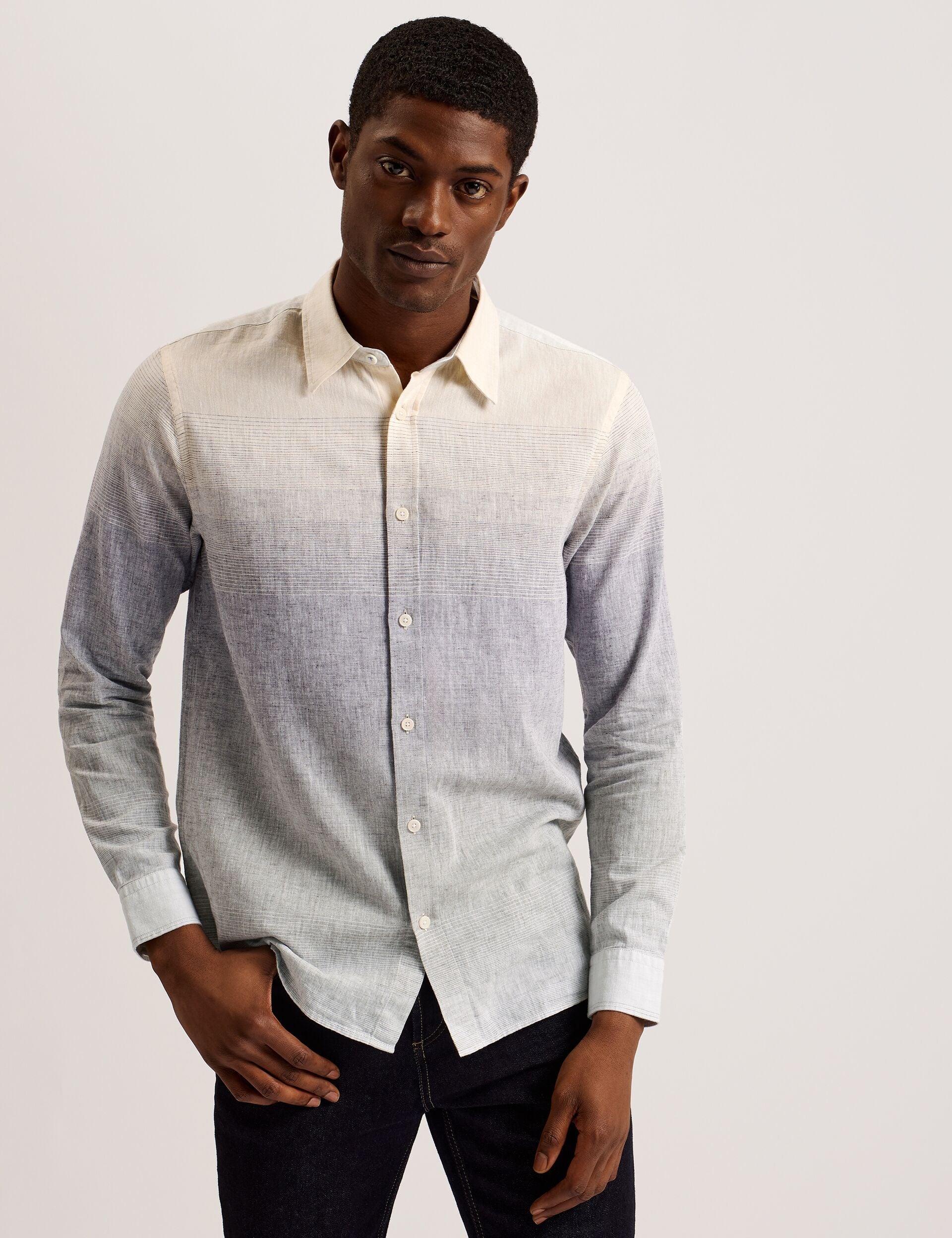Men ACKLEY Ombre Woven Long Sleeve Shirt - Ted Baker