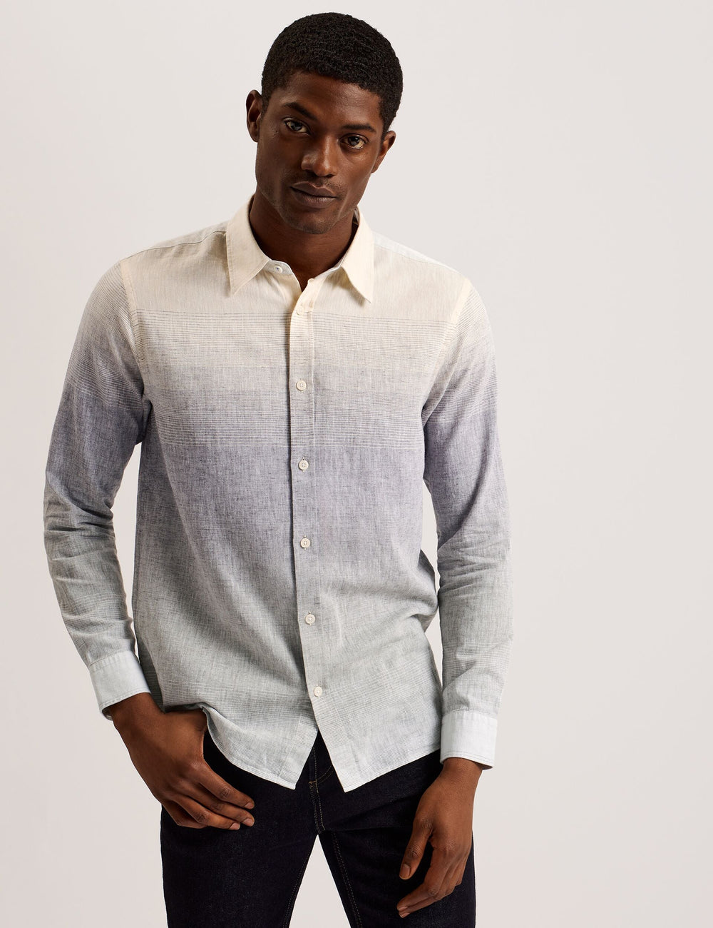 Men ACKLEY Ombre Woven Long Sleeve Shirt - Ted Baker
