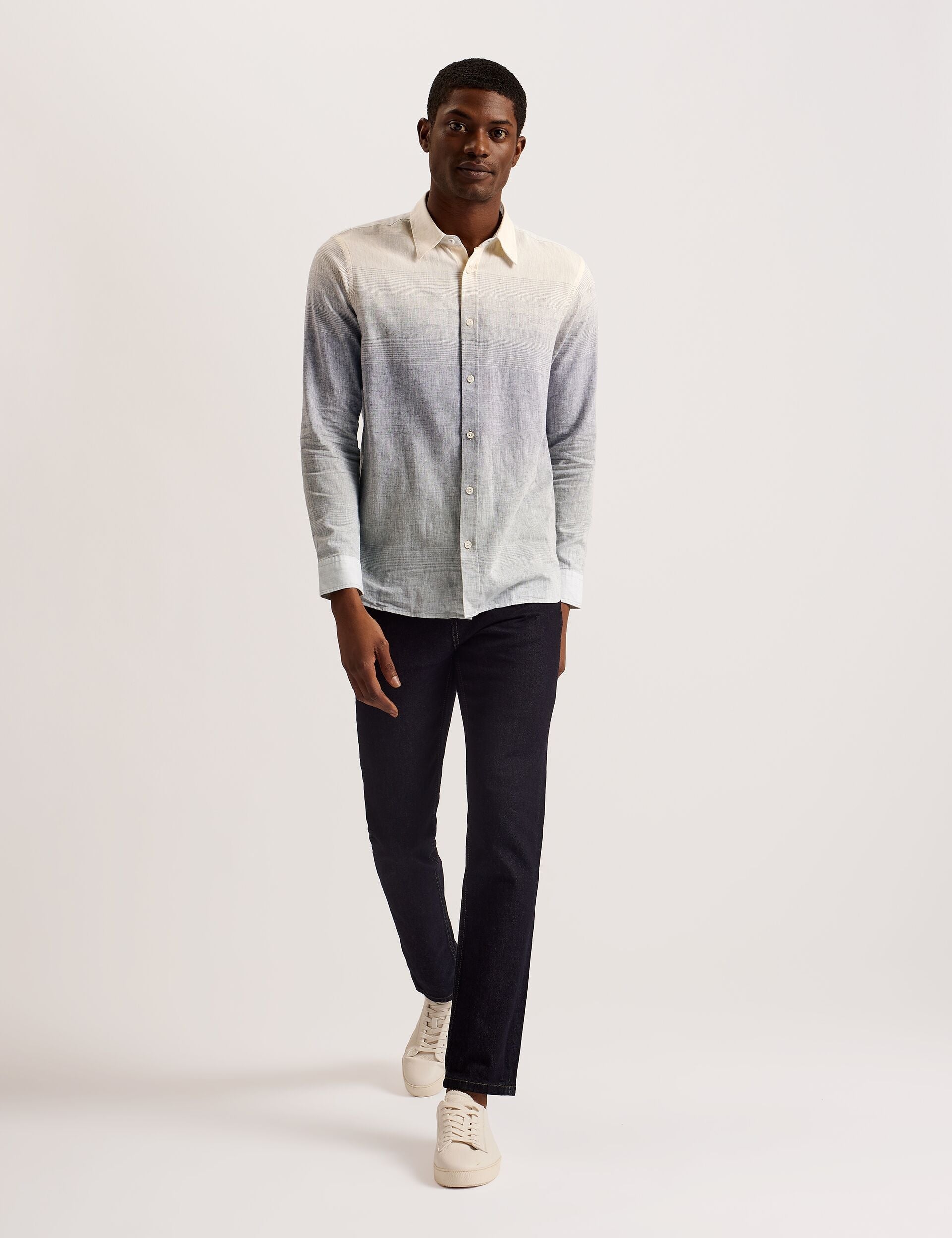 Men ACKLEY Ombre Woven Long Sleeve Shirt - Ted Baker