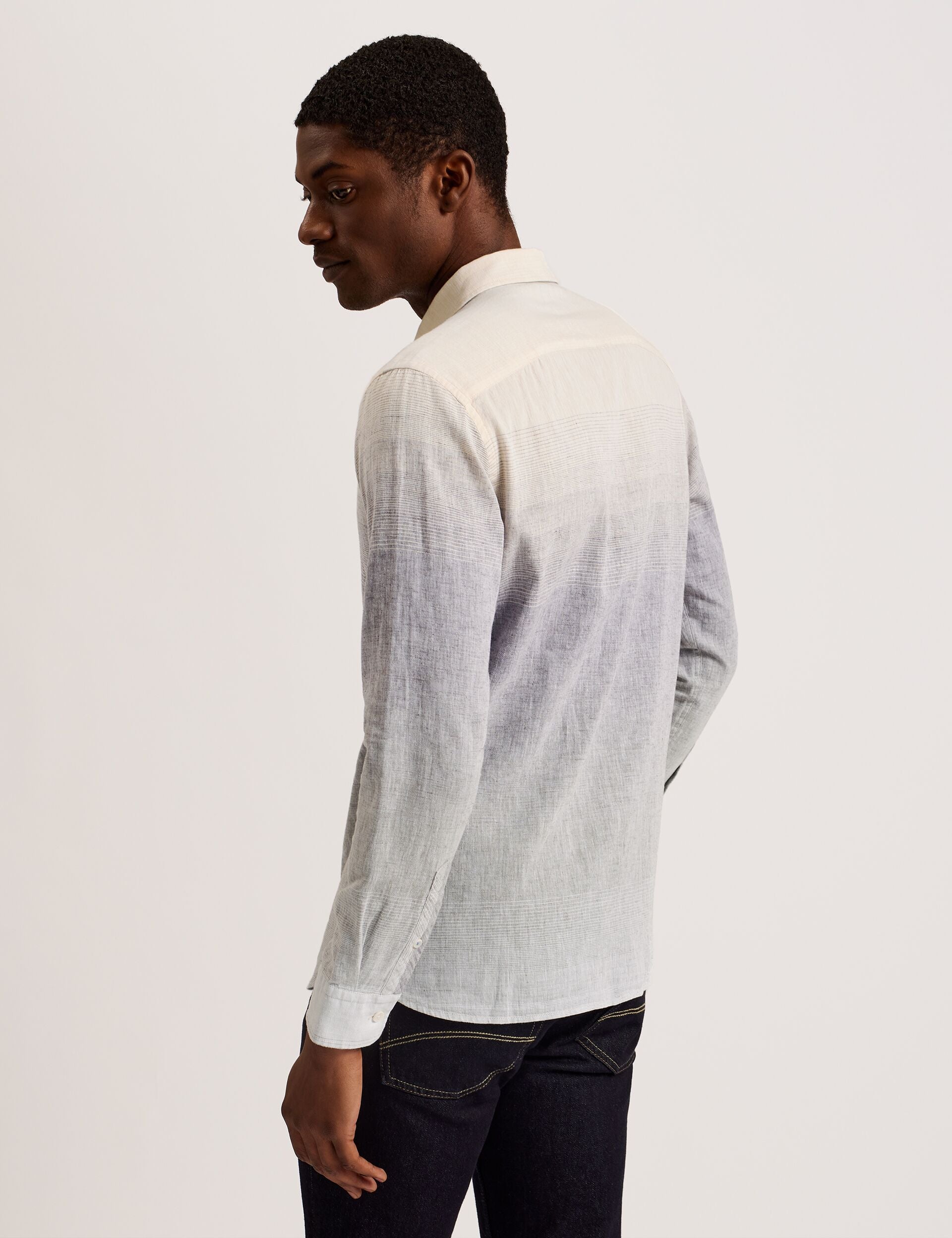Men ACKLEY Ombre Woven Long Sleeve Shirt - Ted Baker