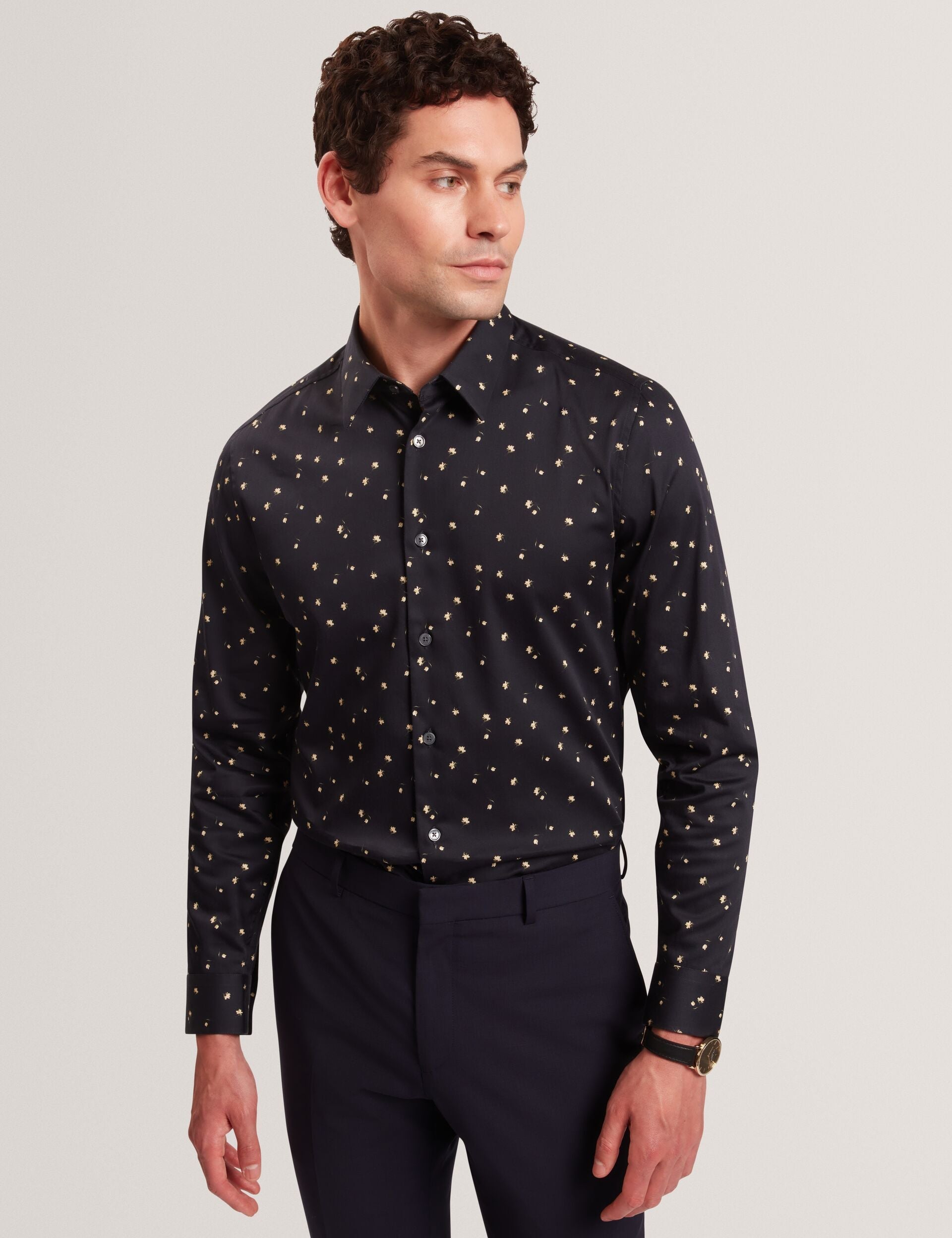 Men ISKRAN Ditsy Blooms Slim Long Sleeve Shirt - Ted Baker