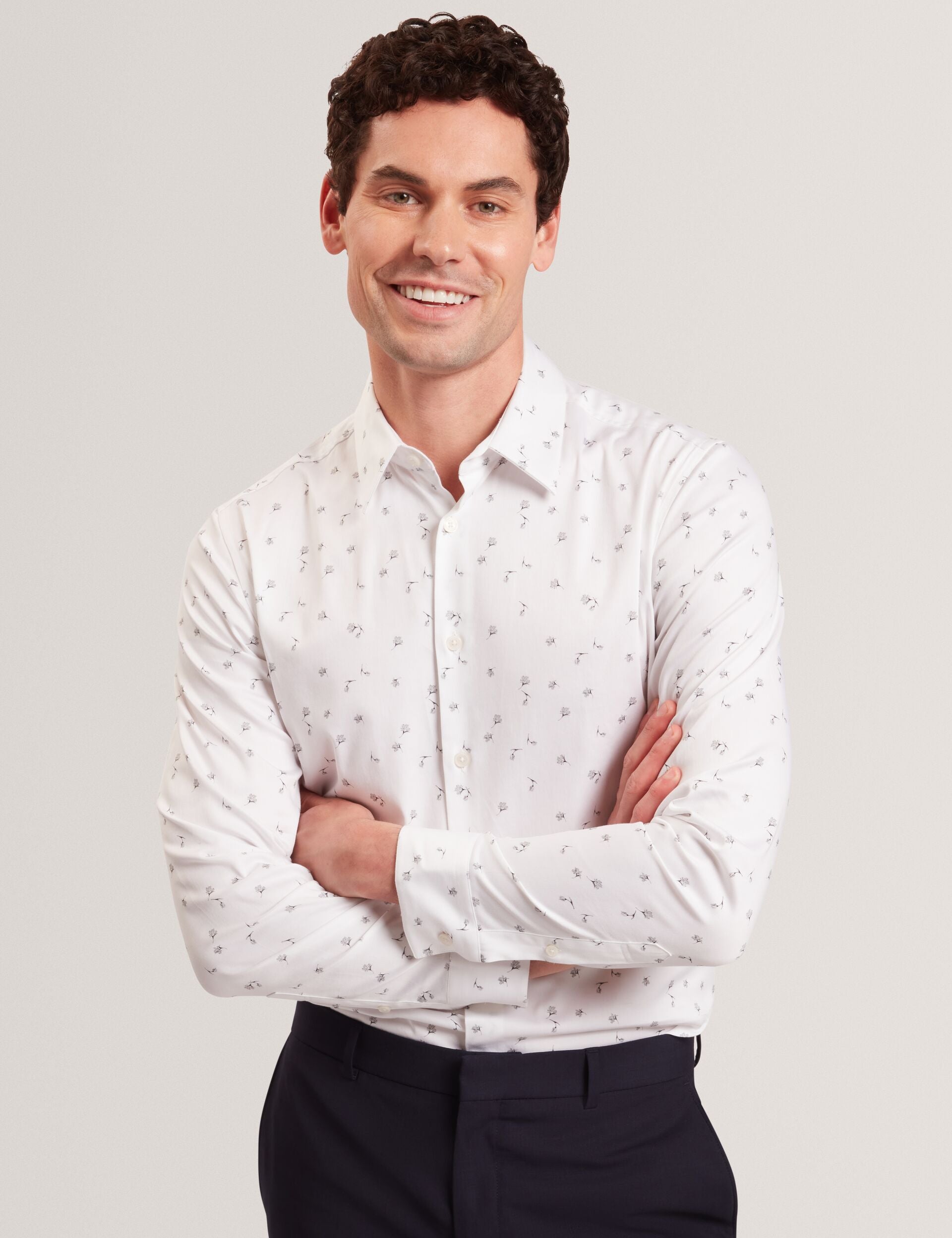 Men ISKRAN Ditsy Blooms Slim Long Sleeve Shirt - Ted Baker