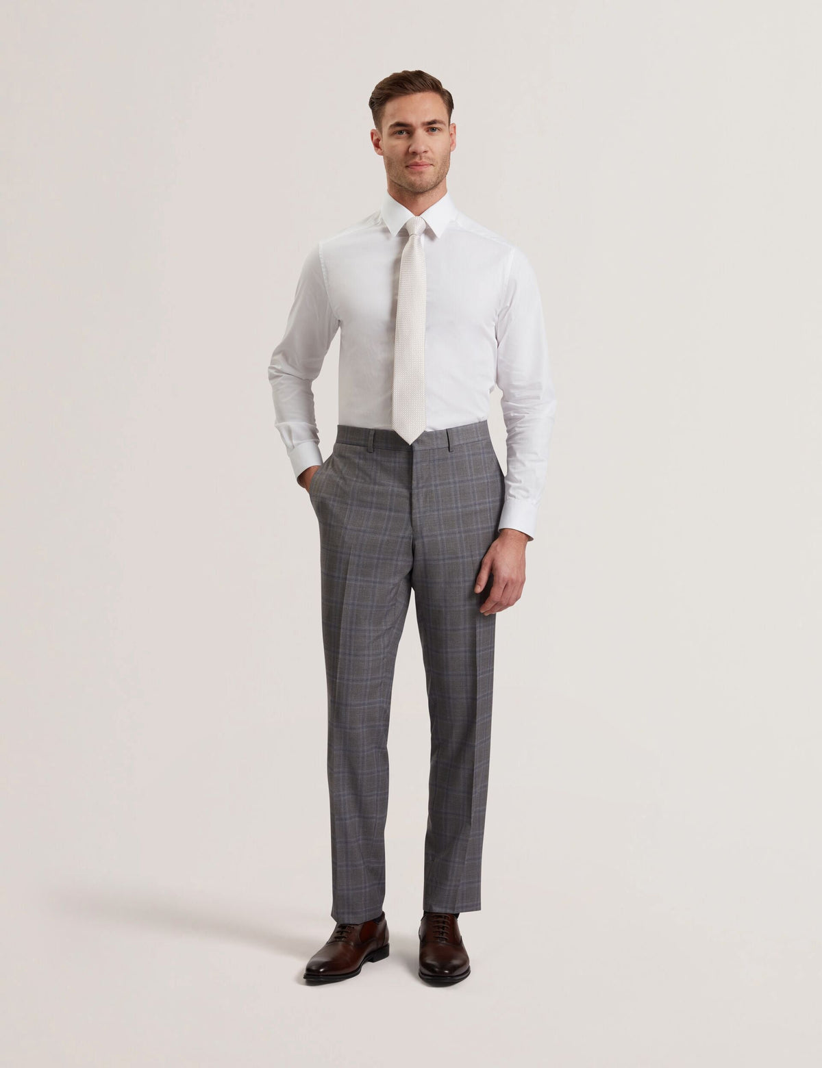 Men RONS - Windowpane Check Wool Suit Pants - Ted Baker