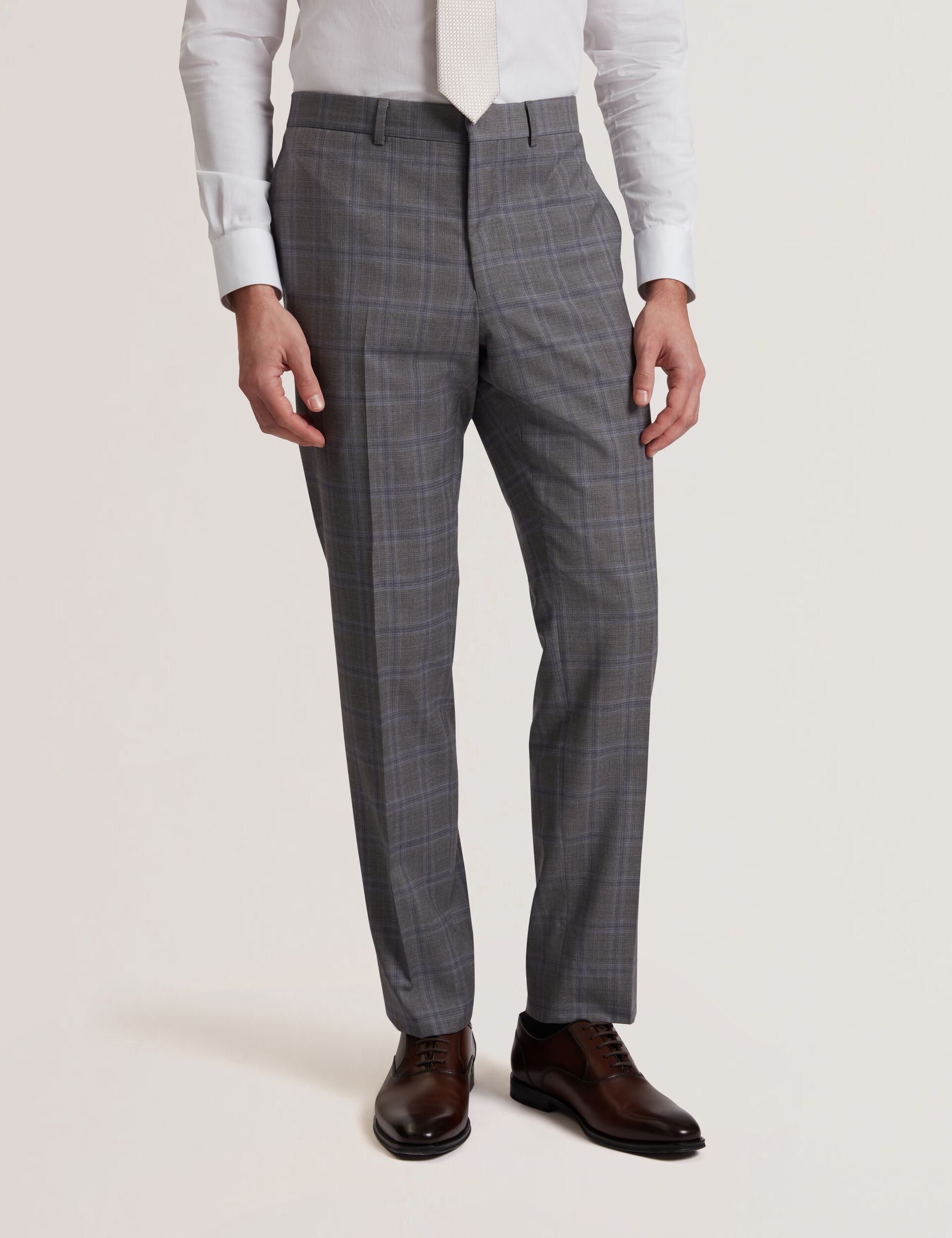 Men RONS - Windowpane Check Wool Suit Pants - Ted Baker