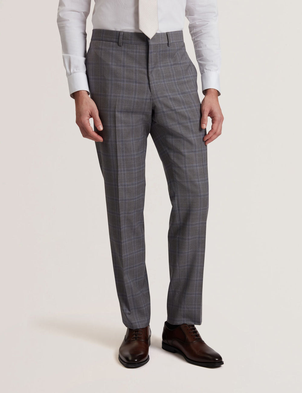 Men RONS - Windowpane Check Wool Suit Pants - Ted Baker