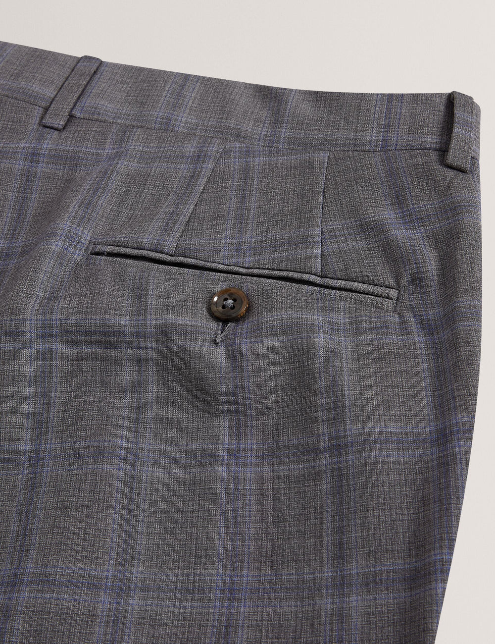 Men RONS - Windowpane Check Wool Suit Pants - Ted Baker