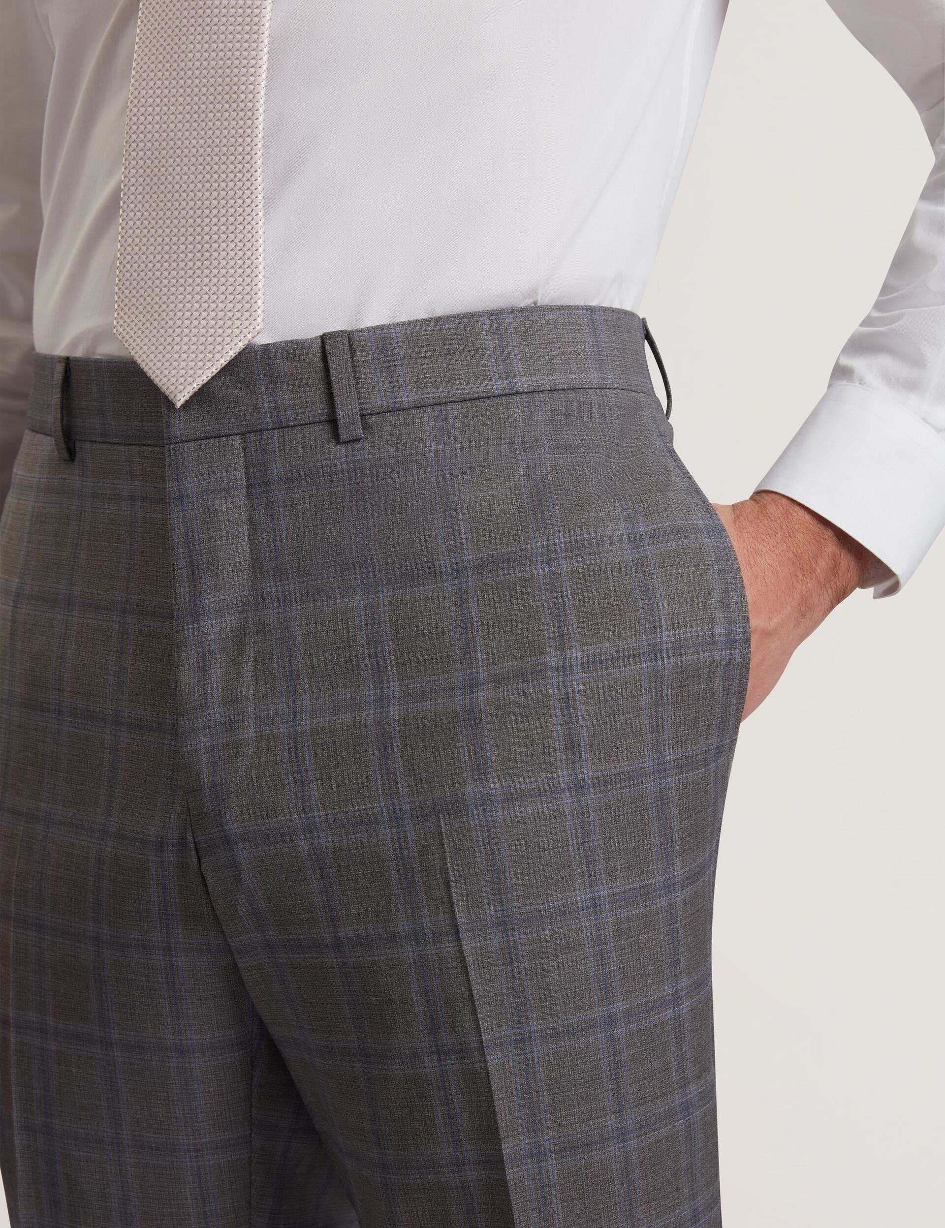 Men RONS - Windowpane Check Wool Suit Pants - Ted Baker
