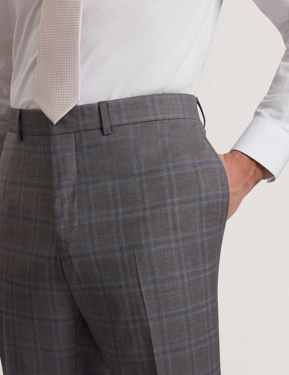Men RONS - Windowpane Check Wool Suit Pants - Ted Baker