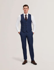 Men JAYALS - Slim Fit Navy Check Wool Suit Pants - Ted Baker