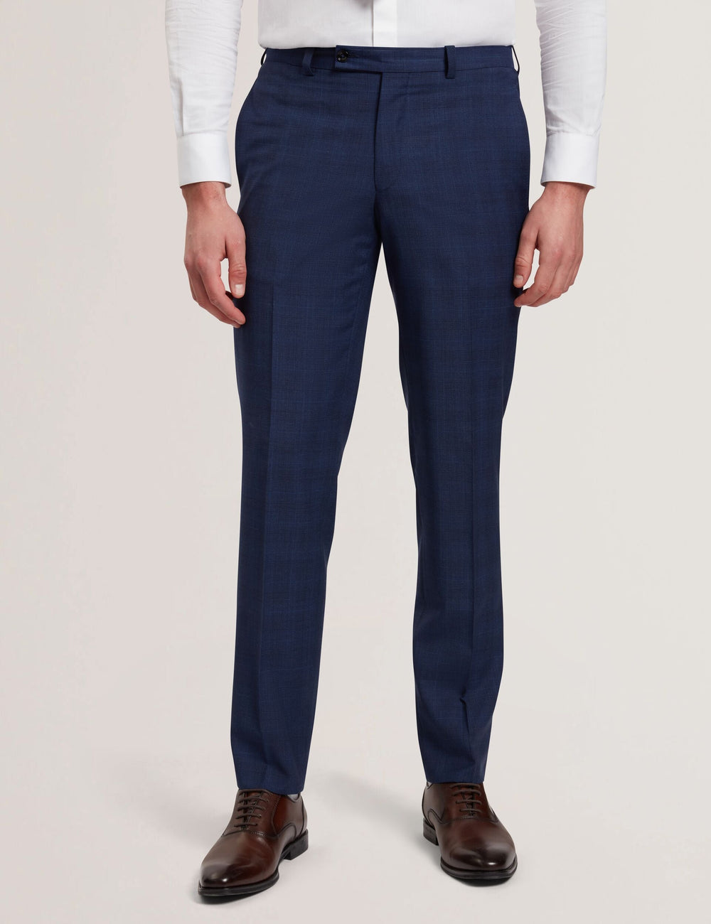 Men JAYALS - Slim Fit Navy Check Wool Suit Pants - Ted Baker
