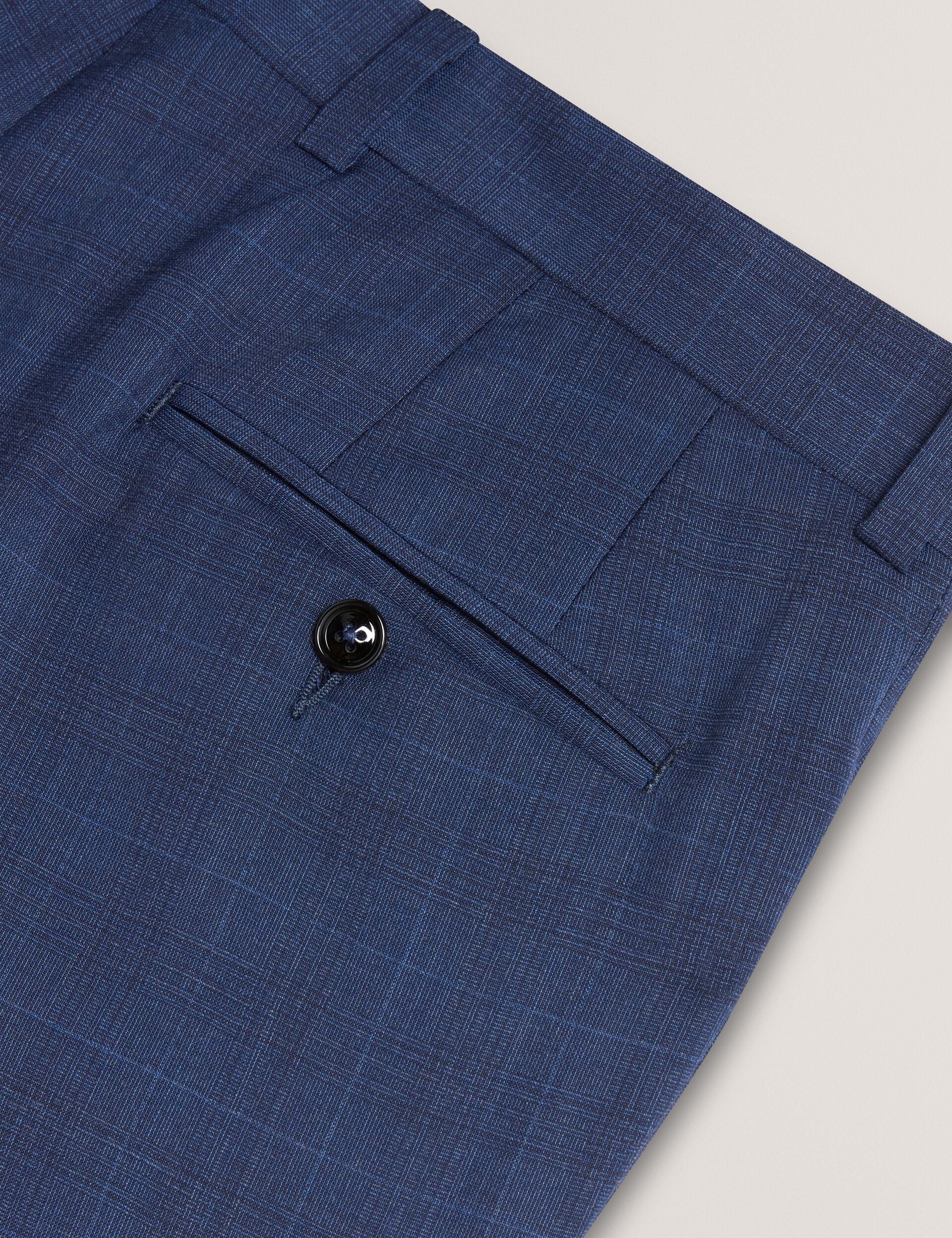Men JAYALS - Slim Fit Navy Check Wool Suit Pants - Ted Baker