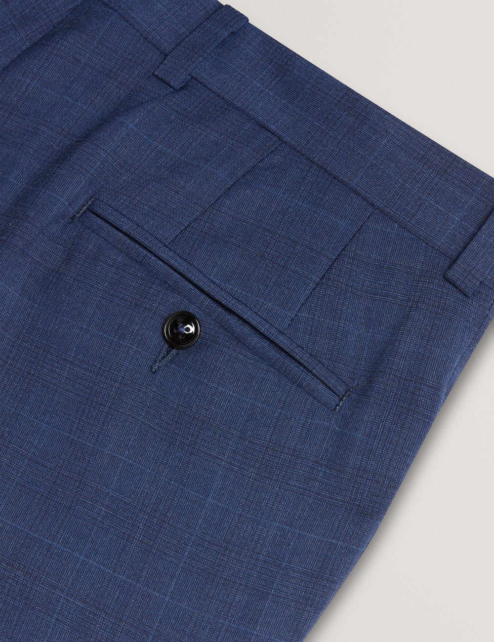 Men JAYALS - Slim Fit Navy Check Wool Suit Pants - Ted Baker
