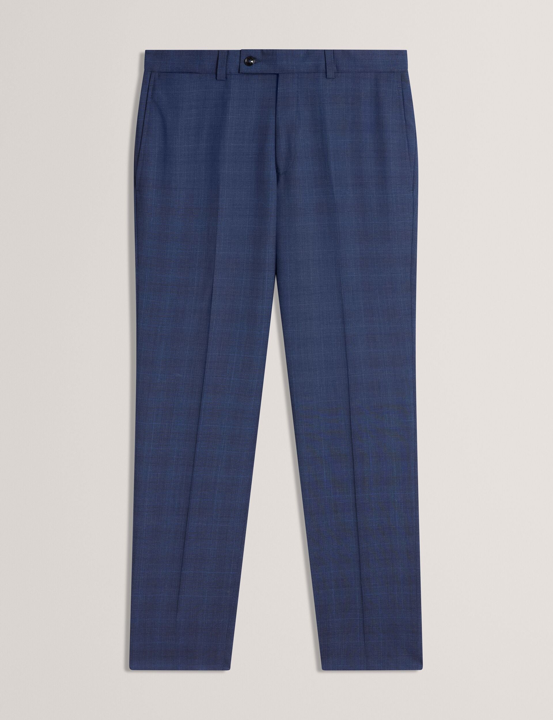 Men JAYALS - Slim Fit Navy Check Wool Suit Pants - Ted Baker