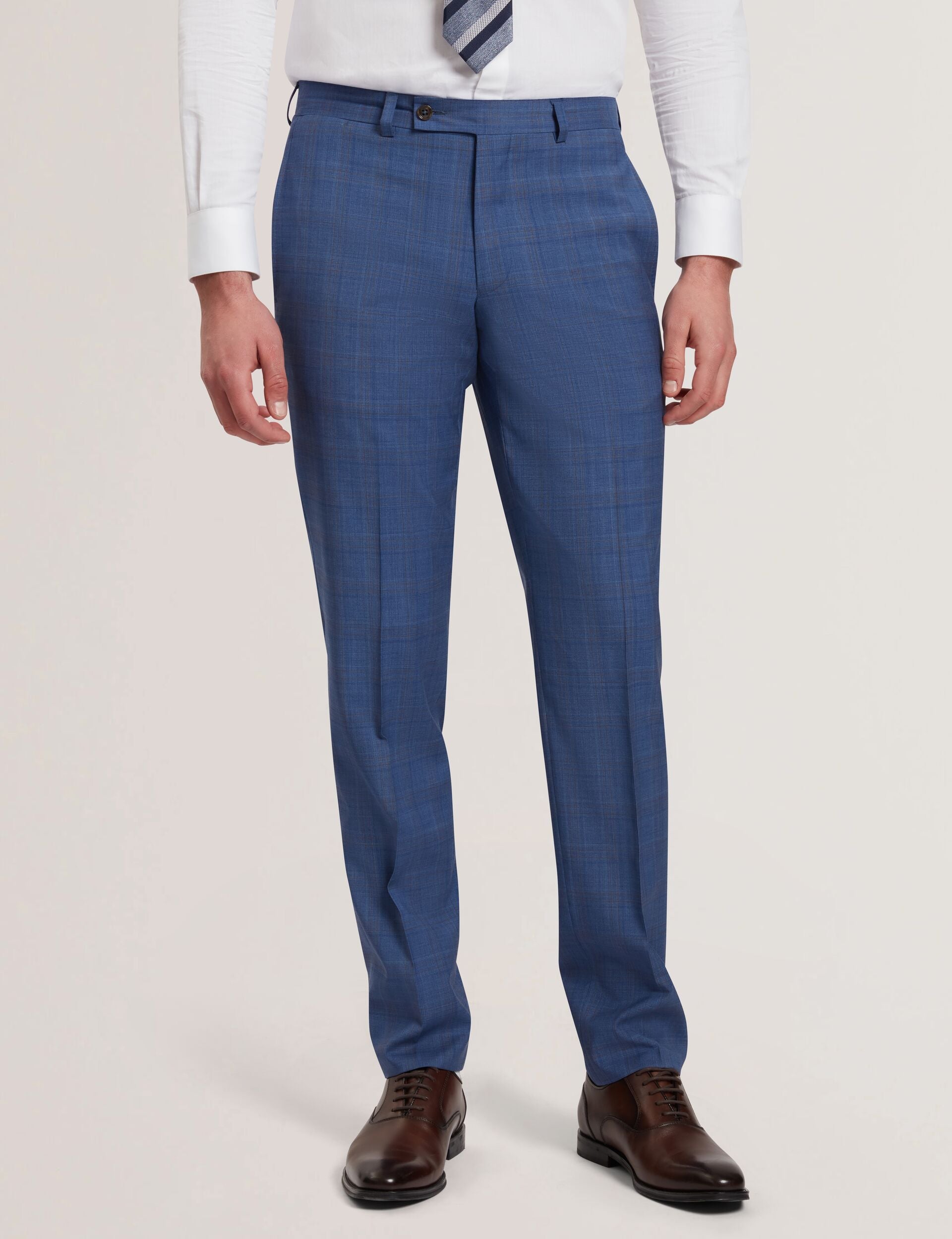 Men JAYADS - Slim Fit Blue Check Wool Suit Pants - Ted Baker