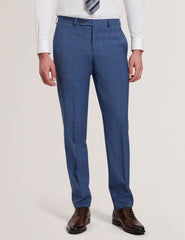 Men JAYADS - Slim Fit Blue Check Wool Suit Pants - Ted Baker
