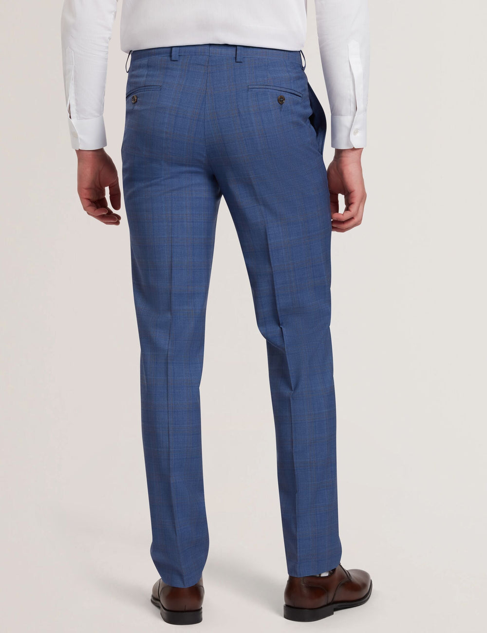 Men JAYADS - Slim Fit Blue Check Wool Suit Pants - Ted Baker