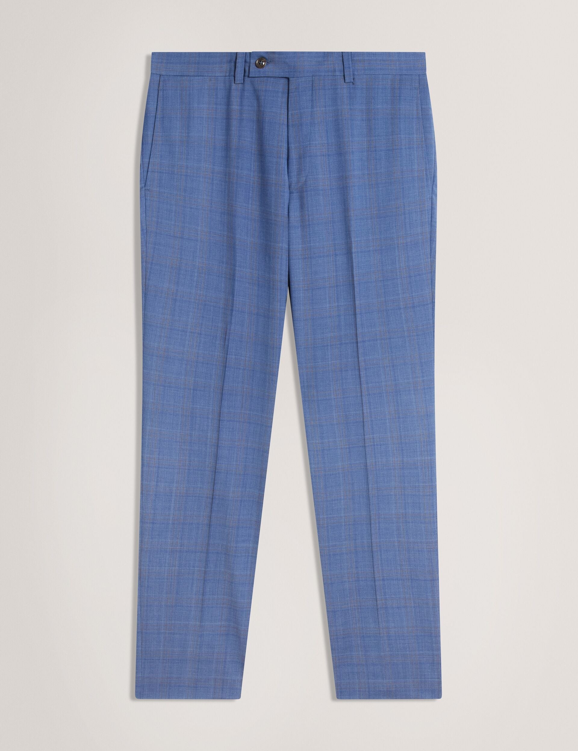 Men JAYADS - Slim Fit Blue Check Wool Suit Pants - Ted Baker
