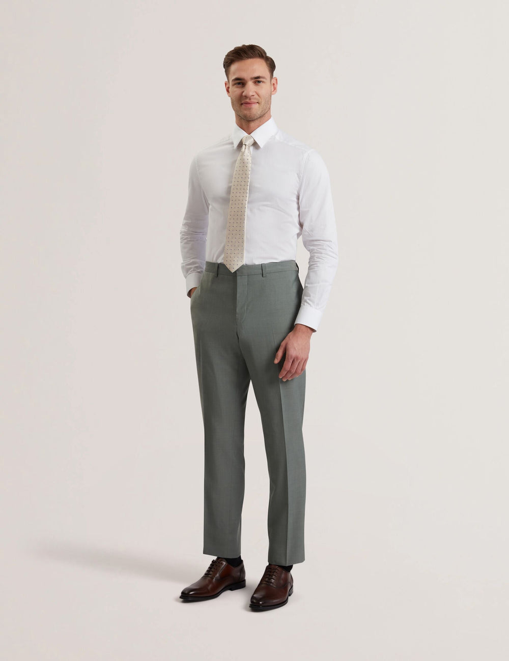 Men ROGERLYS - Slim Fit Sage Green Wool Suit Pants - Ted Baker