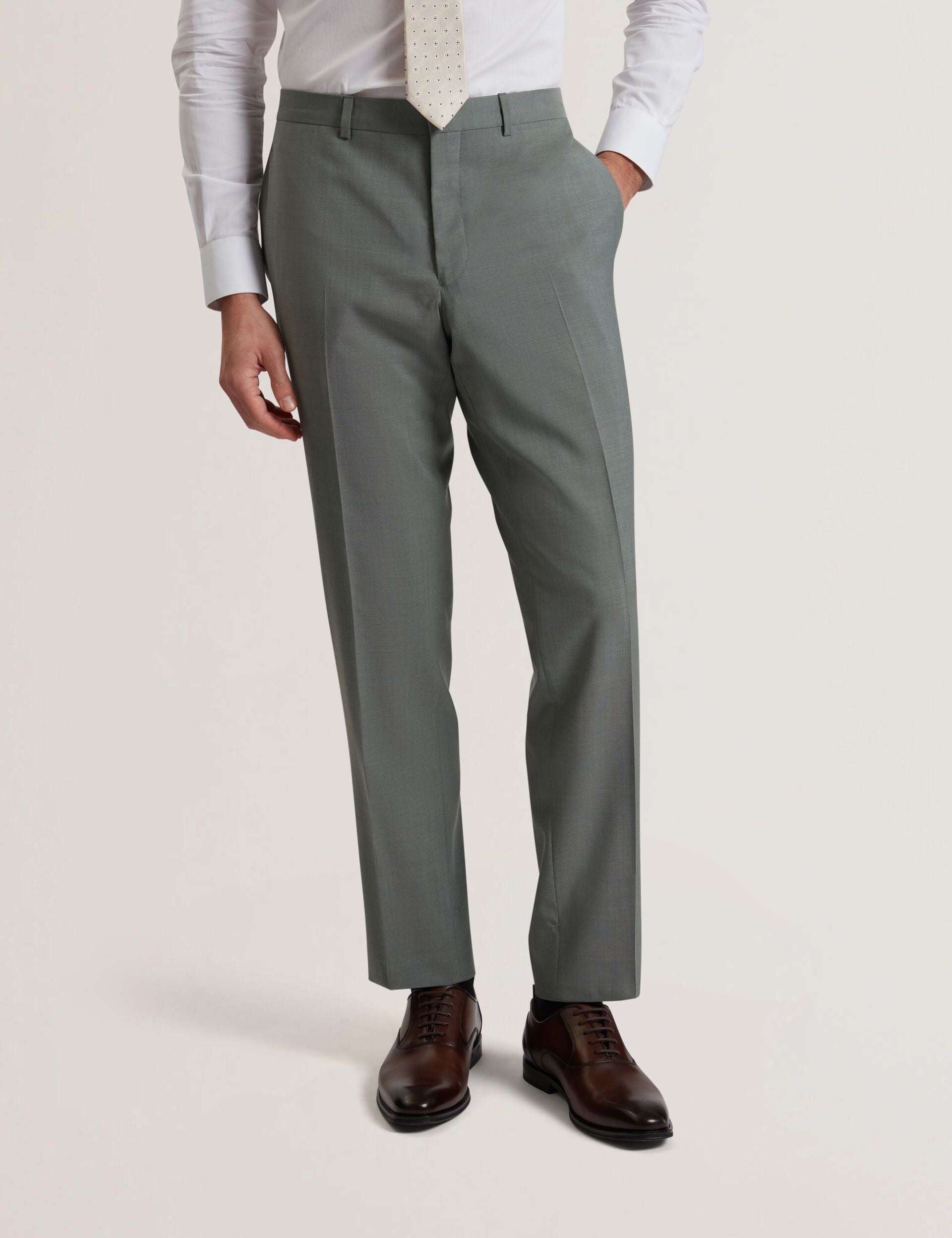 Men ROGERLYS - Slim Fit Sage Green Wool Suit Pants - Ted Baker