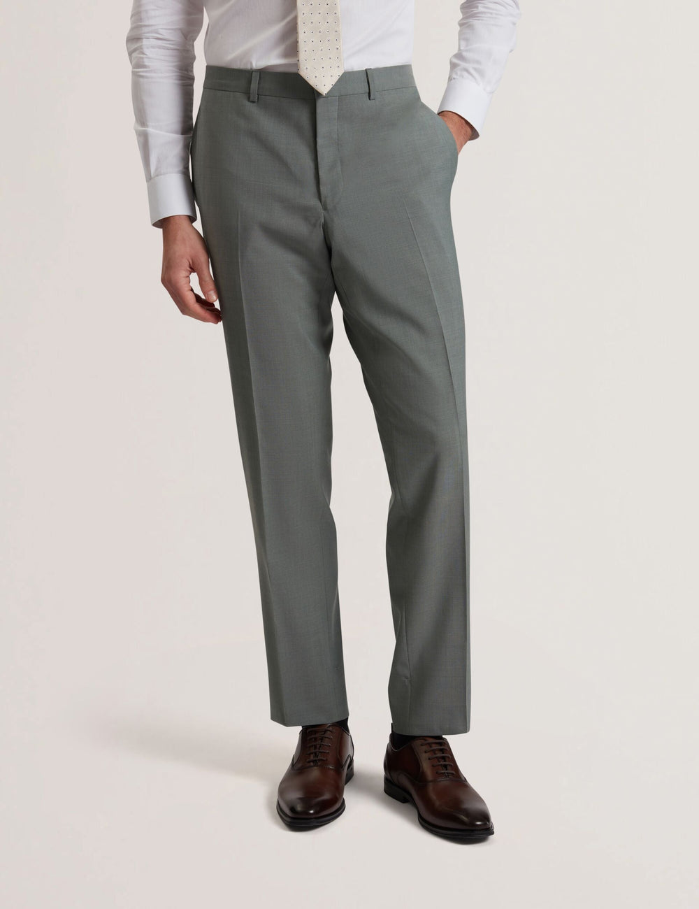 Men ROGERLYS - Slim Fit Sage Green Wool Suit Pants - Ted Baker