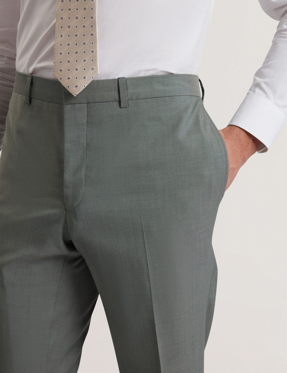 Men ROGERLYS - Slim Fit Sage Green Wool Suit Pants - Ted Baker