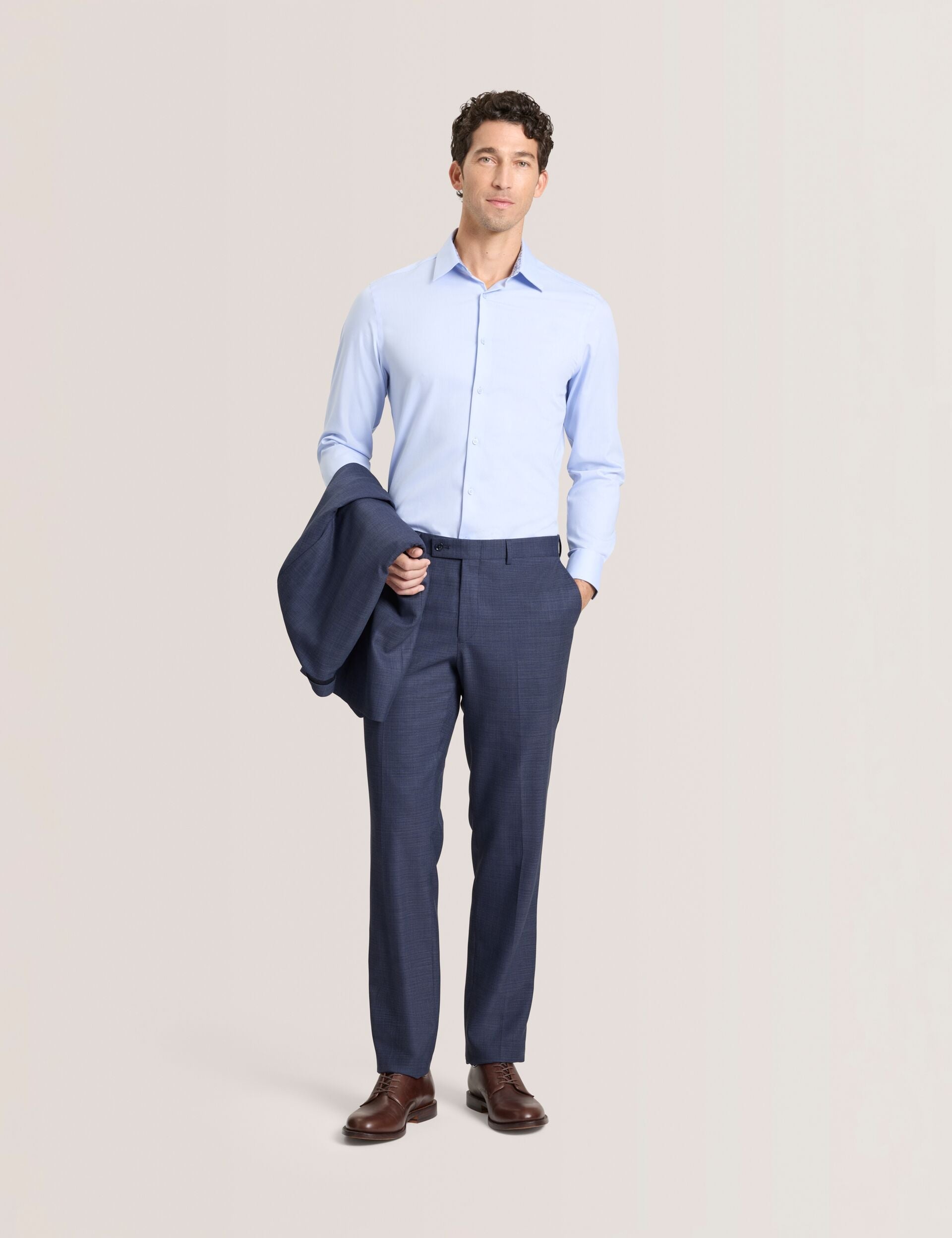 Men WINTER Textured Modern Fit Wool Suit Pants - Ted Baker