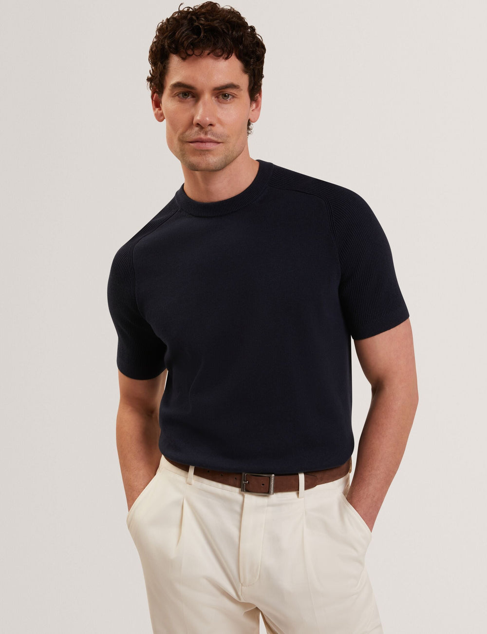 Men TORRENT Wool Blend Ribbed Raglan Polo Shirt - Ted Baker
