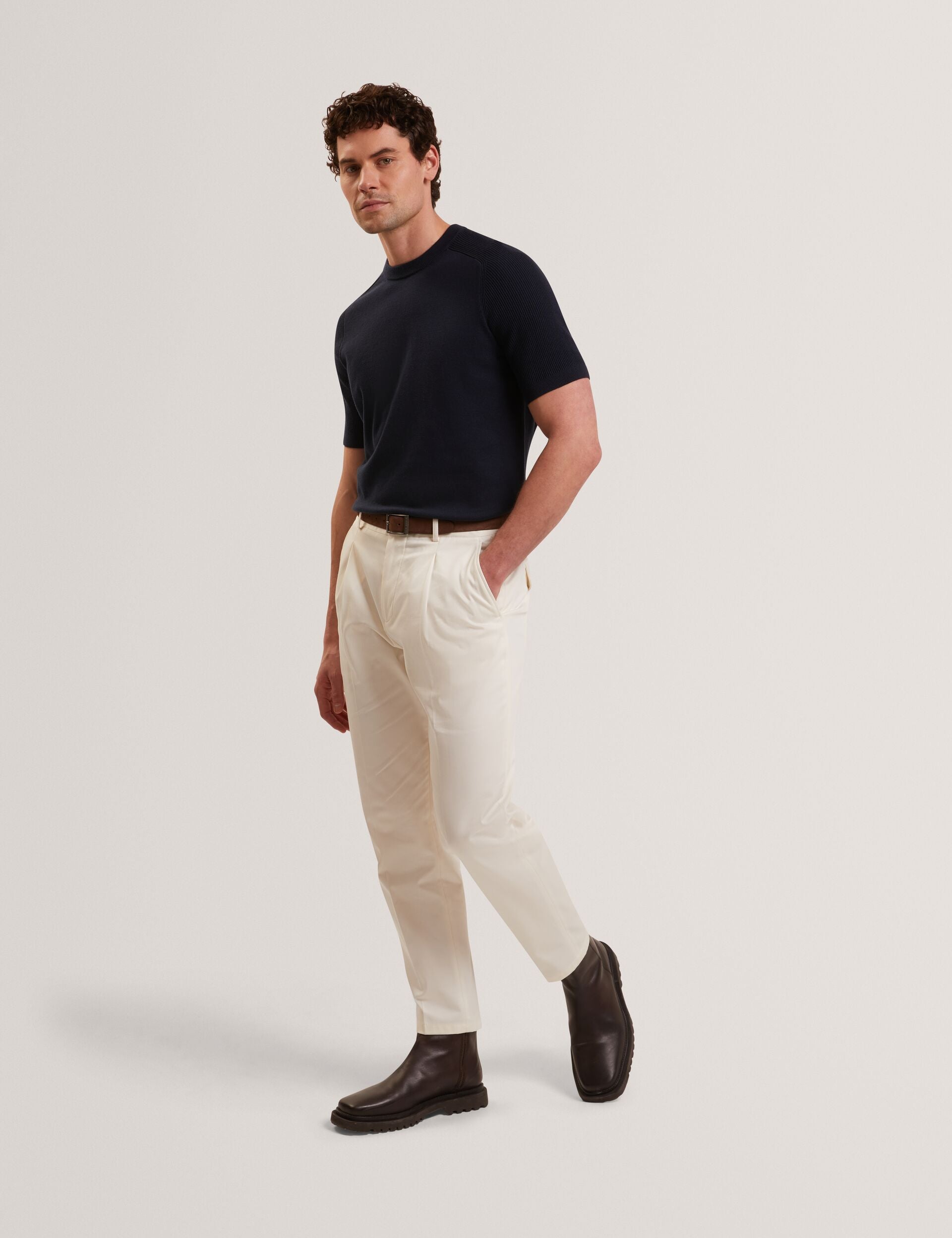 Men TORRENT Wool Blend Ribbed Raglan Polo Shirt - Ted Baker