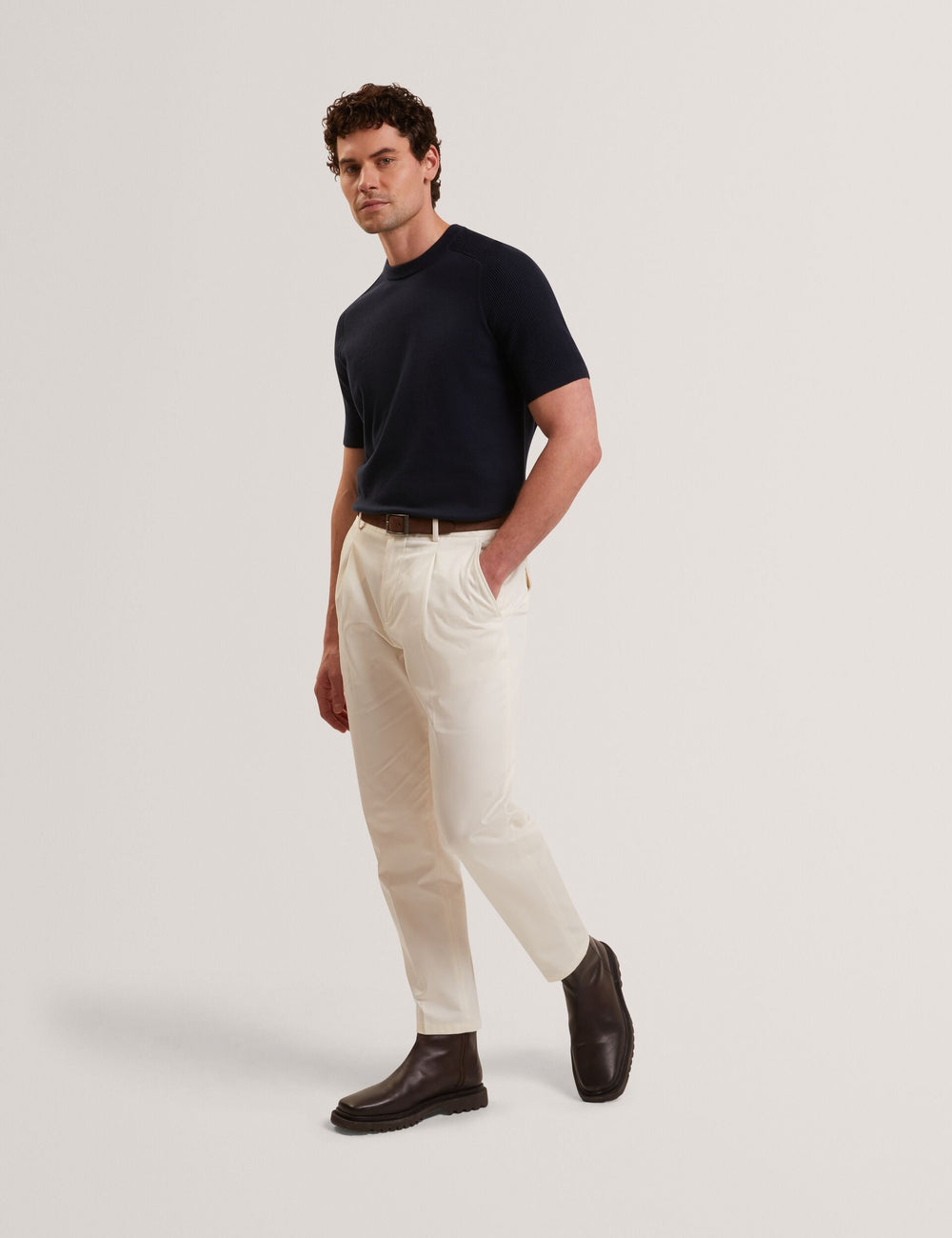 Men TORRENT Wool Blend Ribbed Raglan Polo Shirt - Ted Baker