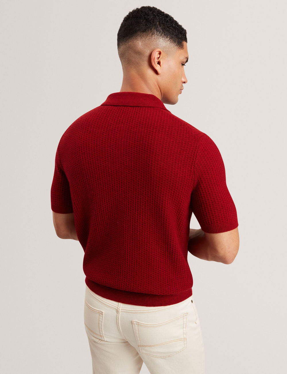 Men|Sale CAELUM Herringbone Texture Knit Short Sleeve Polo - Ted Baker