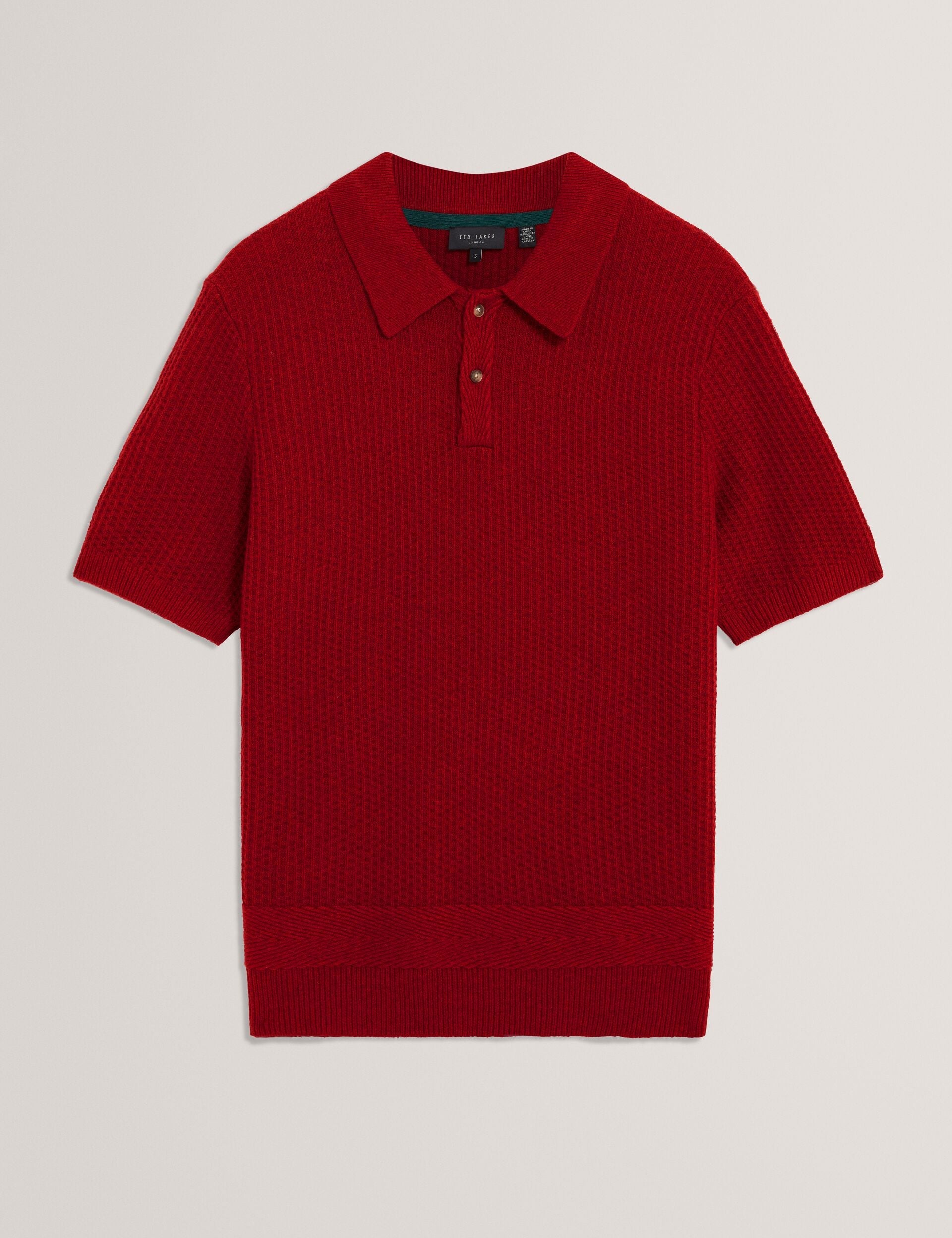 Men|Sale CAELUM Herringbone Texture Knit Short Sleeve Polo - Ted Baker