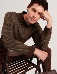 Men|Sale DURAND – Long Sleeve Geo Jacquard Polo - Ted Baker