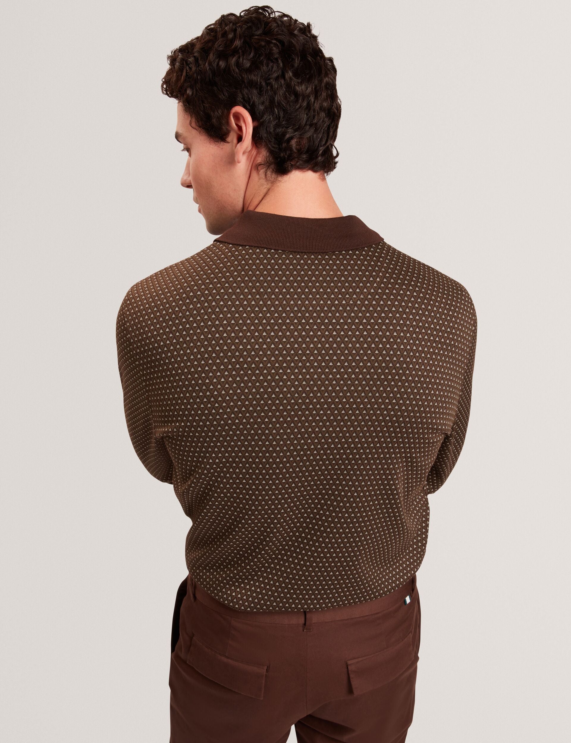 Men|Sale DURAND – Long Sleeve Geo Jacquard Polo - Ted Baker
