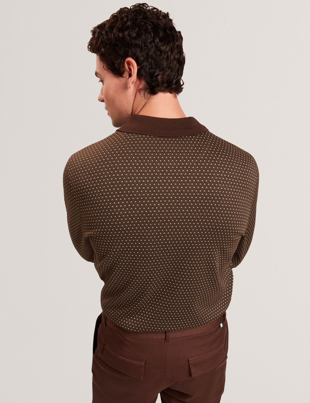 Men|Sale DURAND – Long Sleeve Geo Jacquard Polo - Ted Baker