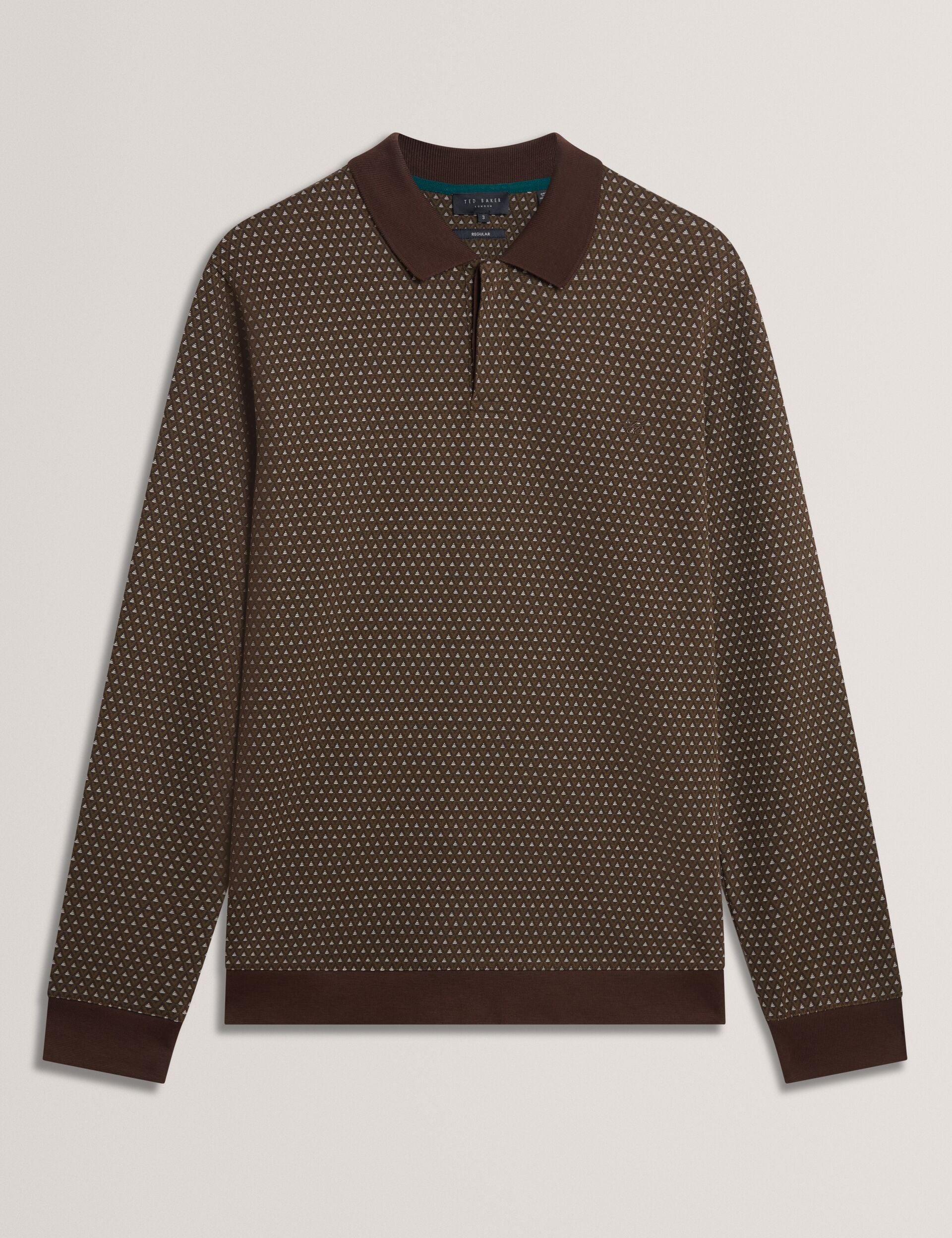 Men|Sale DURAND – Long Sleeve Geo Jacquard Polo - Ted Baker