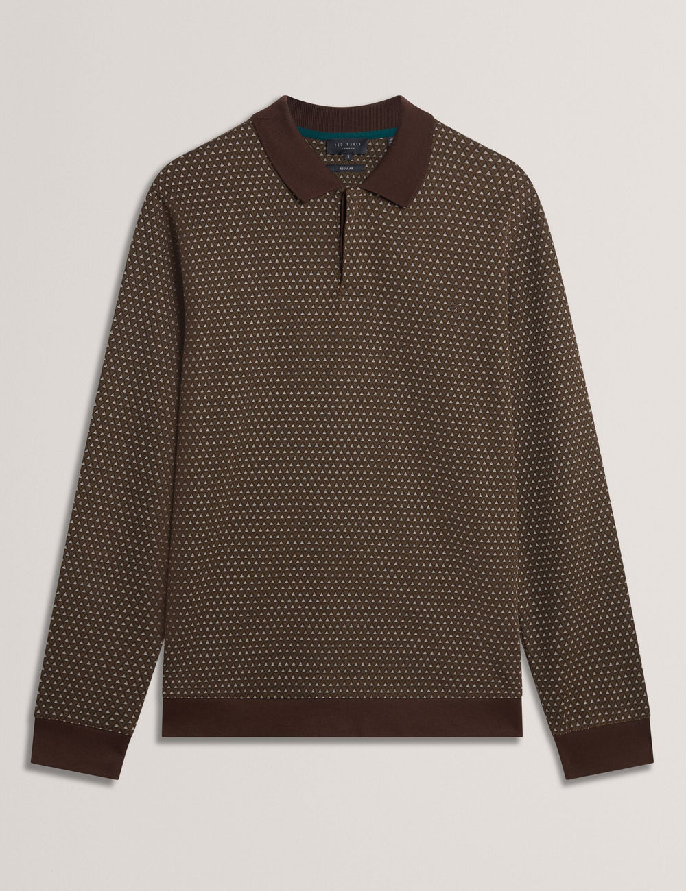 Men|Sale DURAND – Long Sleeve Geo Jacquard Polo - Ted Baker