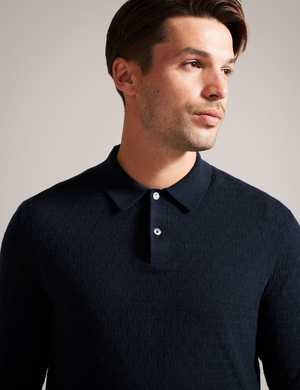 Men MORAR - T Knit Long Sleeve Polo Top - Ted Baker