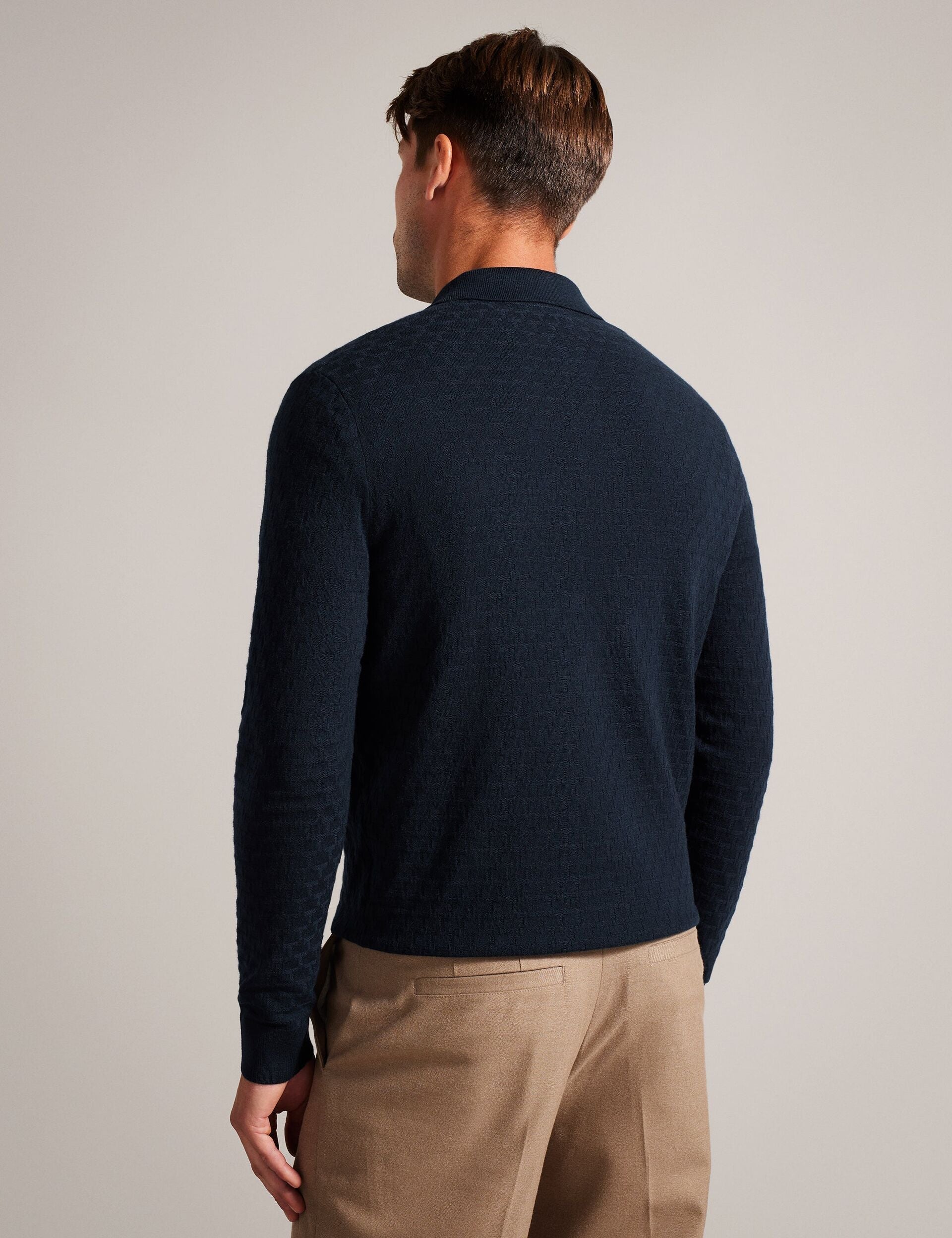 Men MORAR - T Knit Long Sleeve Polo Top - Ted Baker