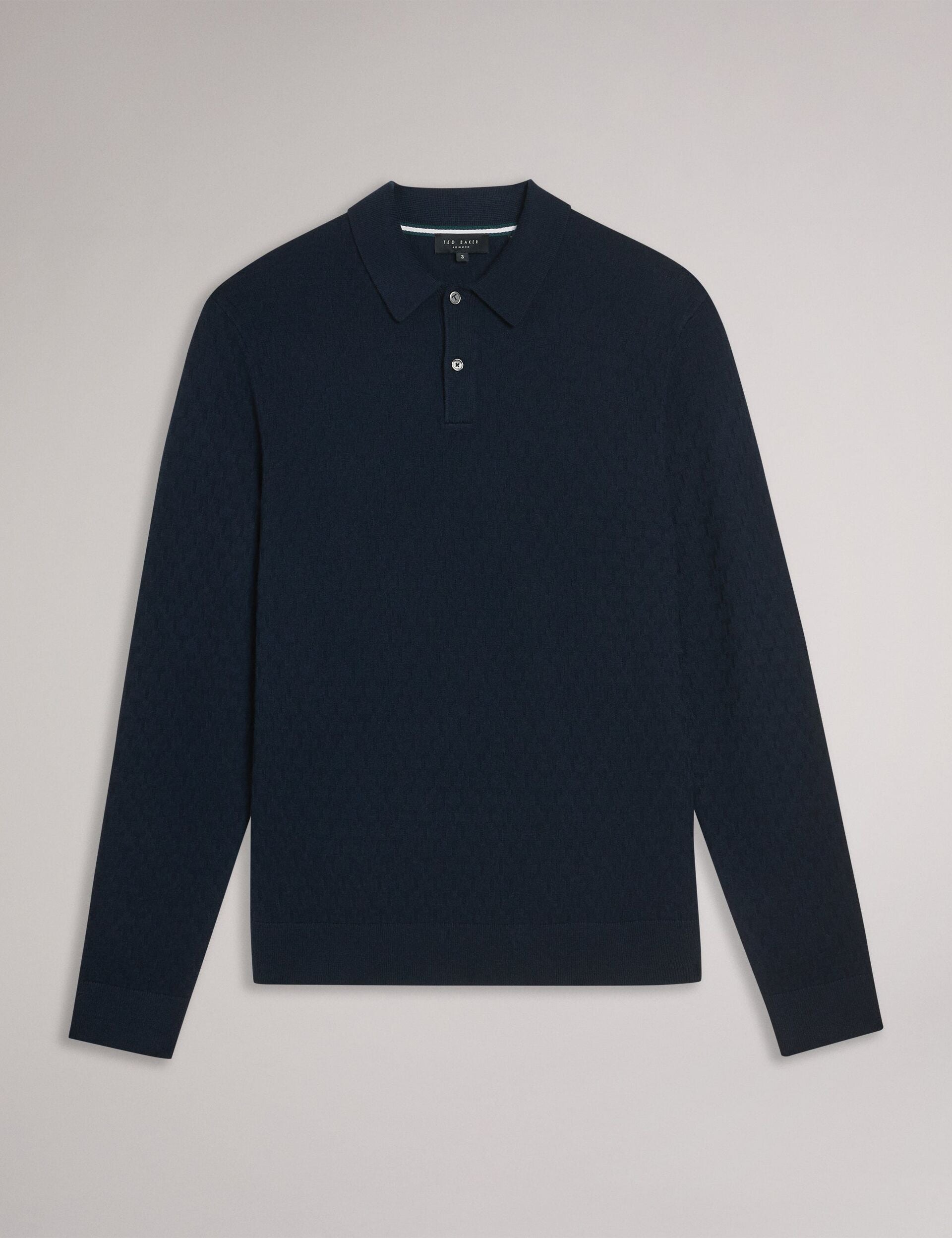 Men MORAR - T Knit Long Sleeve Polo Top - Ted Baker