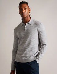 Men MORAR - Long Sleeve T Stitch Knitted Polo - Ted Baker